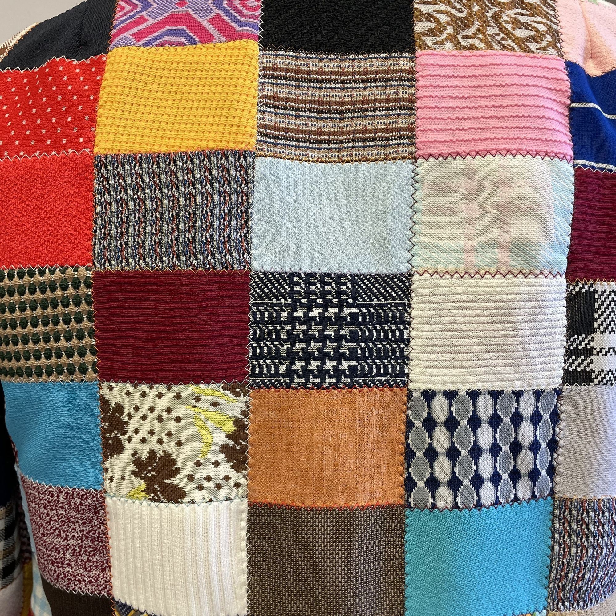 Other Vtg Handmade MoD Multi Color QUILT Patchwork Hippie Shirt Size L / US 10 / IT 46 - 12 Thumbnail