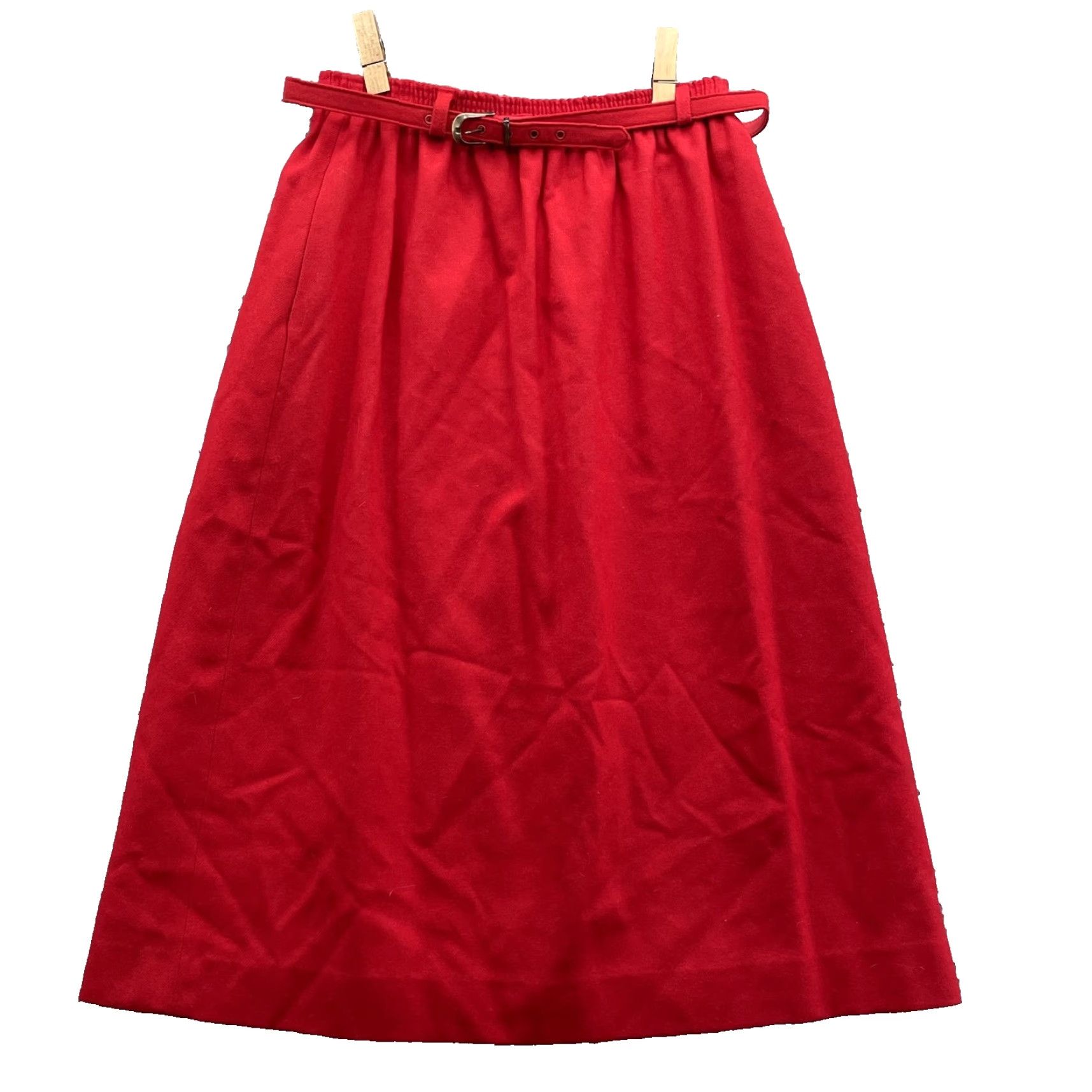 Vintage VINTAGE Barclay Square Skirt Womens 15-16 Wool Belt A-Line Long Solid Red 100% Wool Category: Skirt Womens XS-Adult 16 Red Size 38" / US 16 / IT 52 - 2 Thumbnail