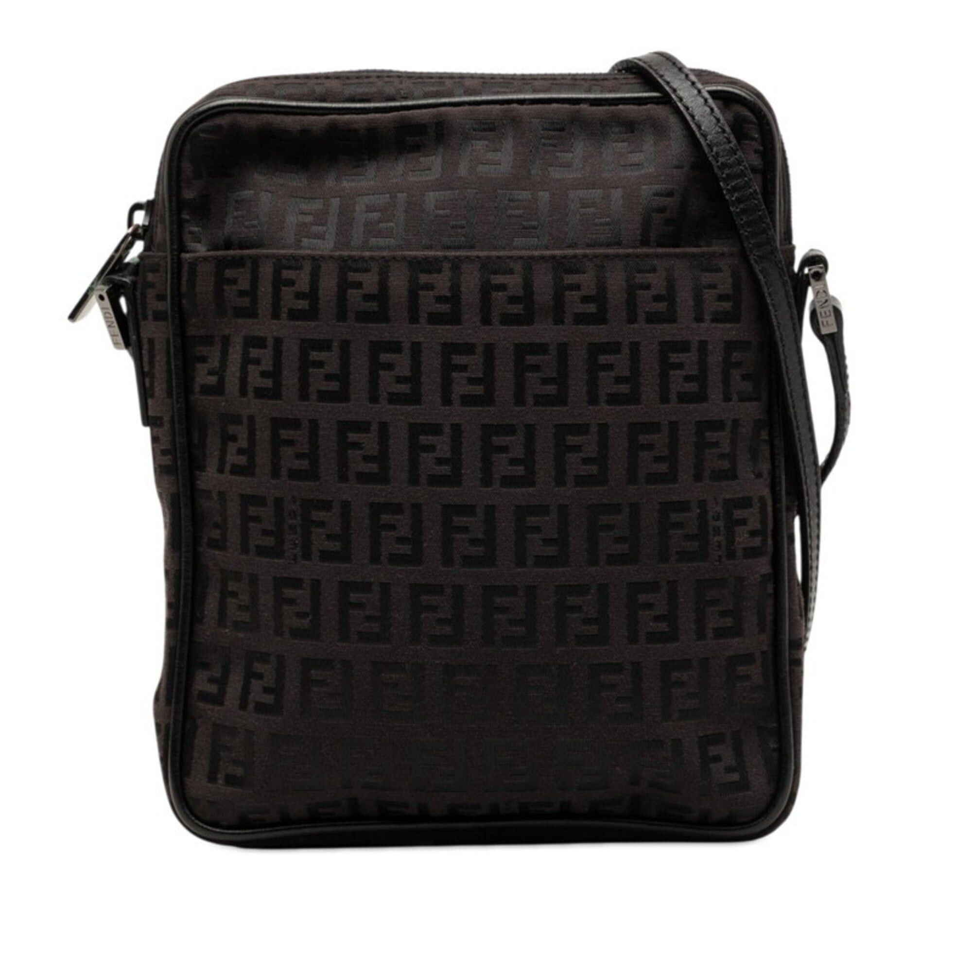 Fendi Fendi Zucchino Crossbody Shoulder Bag 8BT053 Black Canvas Leather Women's FENDI Size ONE SIZE - 1 Thumbnail