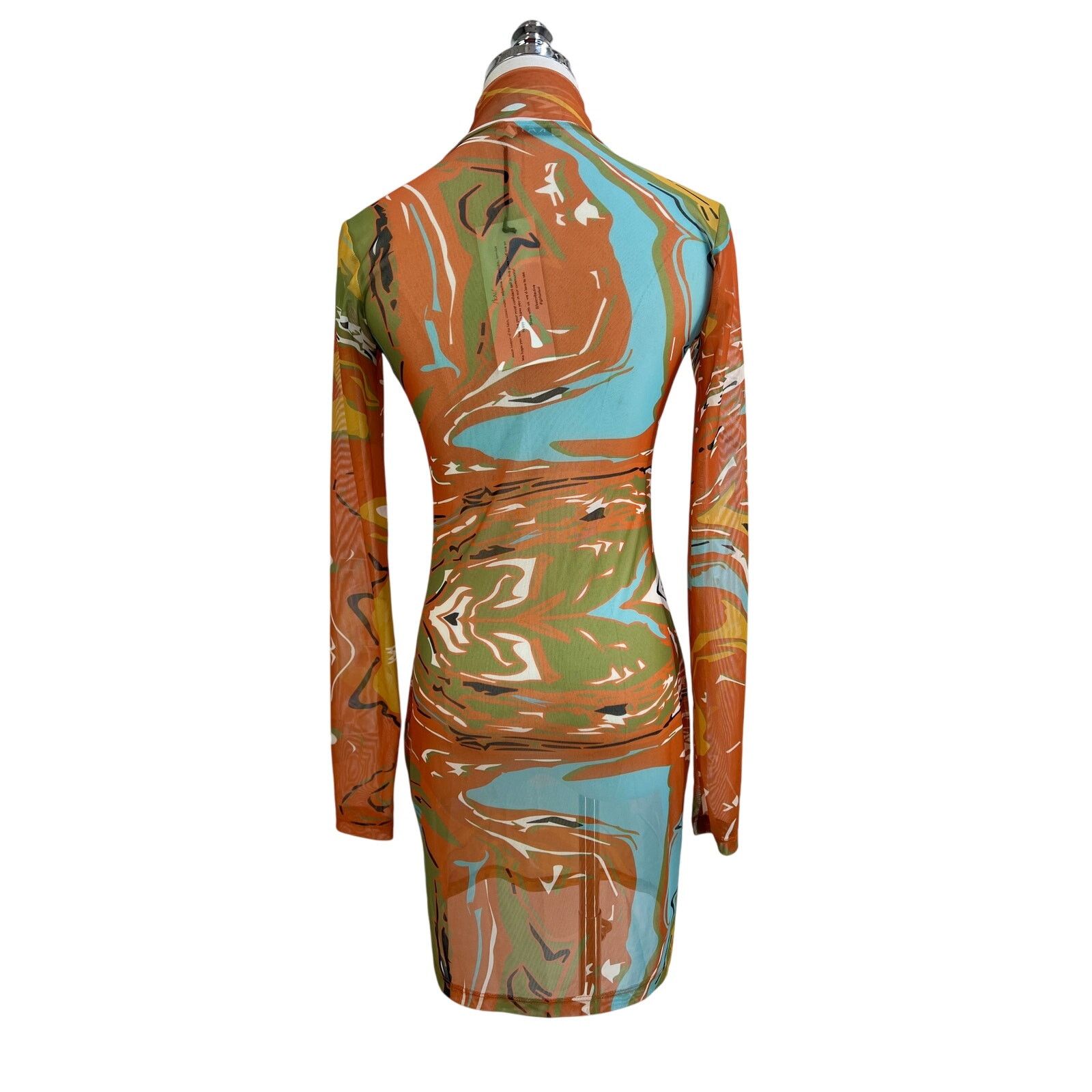 Other Kai Collective Gaia Mini Dress Printed Mesh Turtleneck Size S / US 4 / IT 40 - 10 Thumbnail