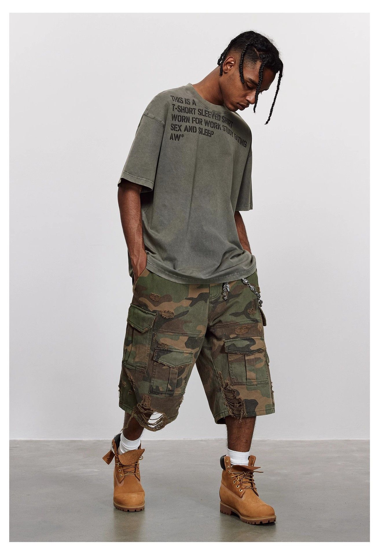 Japanese Brand × Vintage Destroy Camouflage Grinding Cropped Pants Size US 30 / EU 46 - 10 Thumbnail