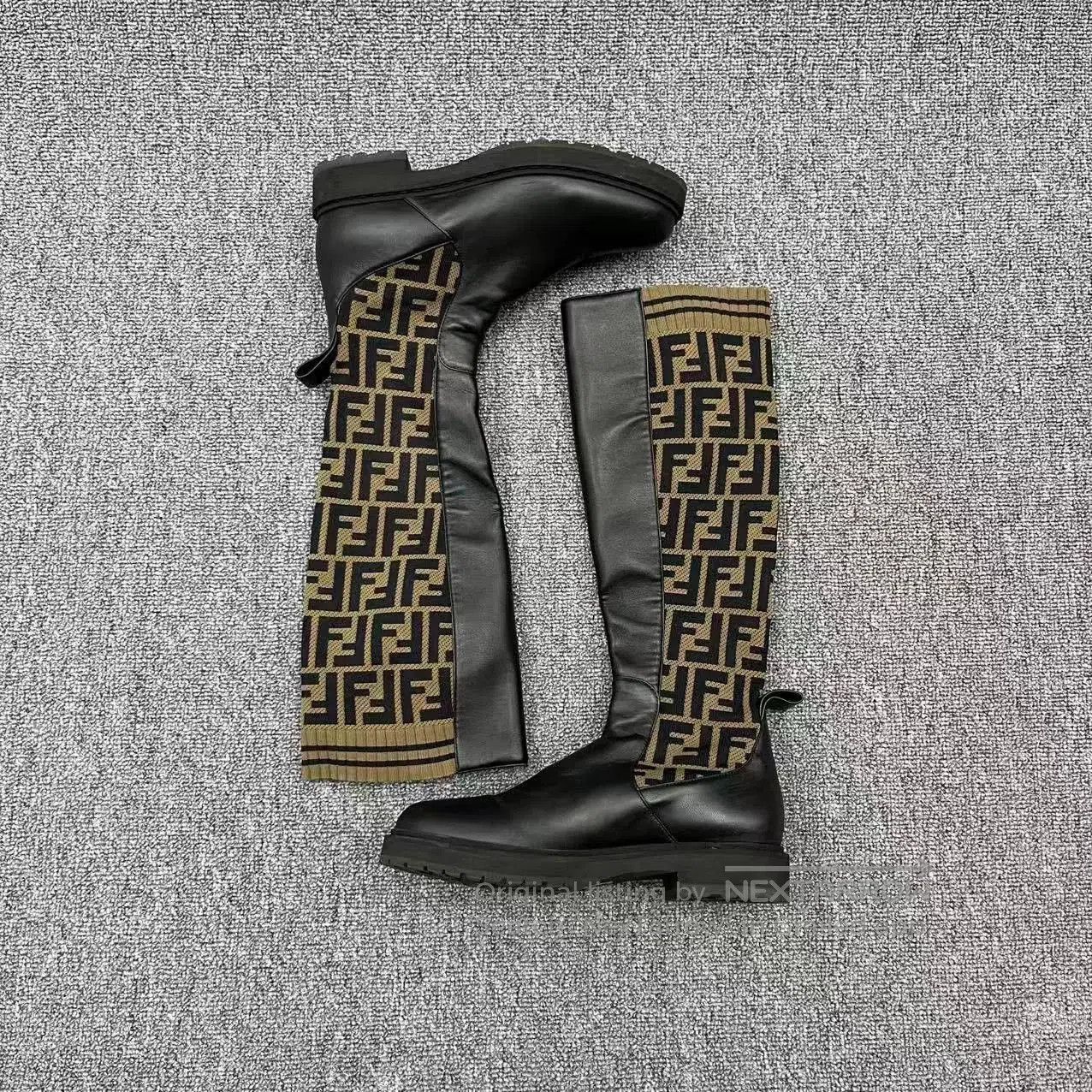 Fendi Fendi FF Monogram Leather Knee-High Boots. Size US 5 / IT 35 - 1 Thumbnail
