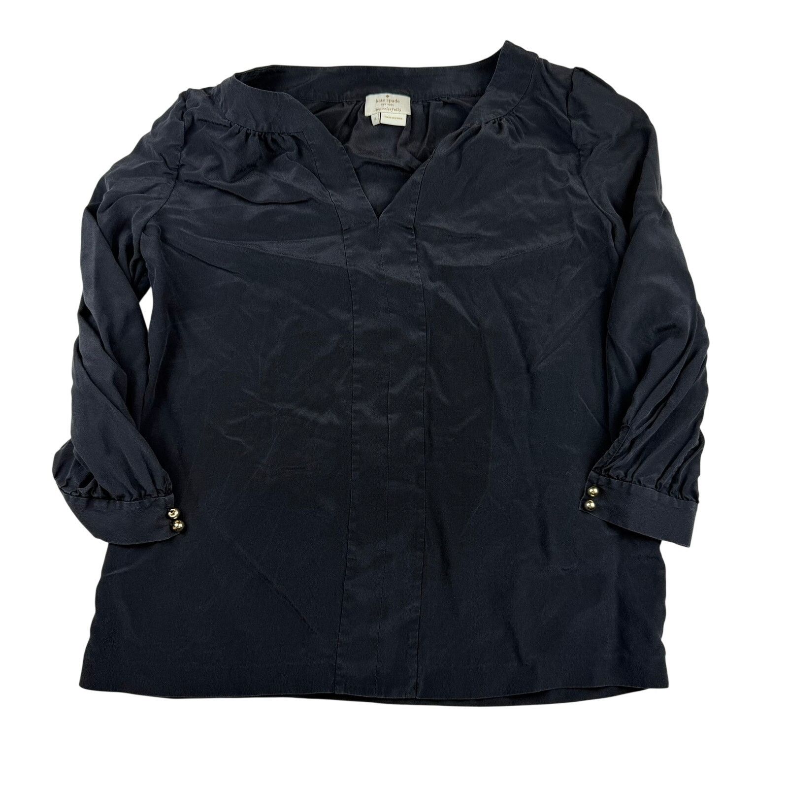 Kate Spade Kate Spade New York Silk Blouse Top Navy Size 4 Size S / US 4 / IT 40 - 1 Thumbnail