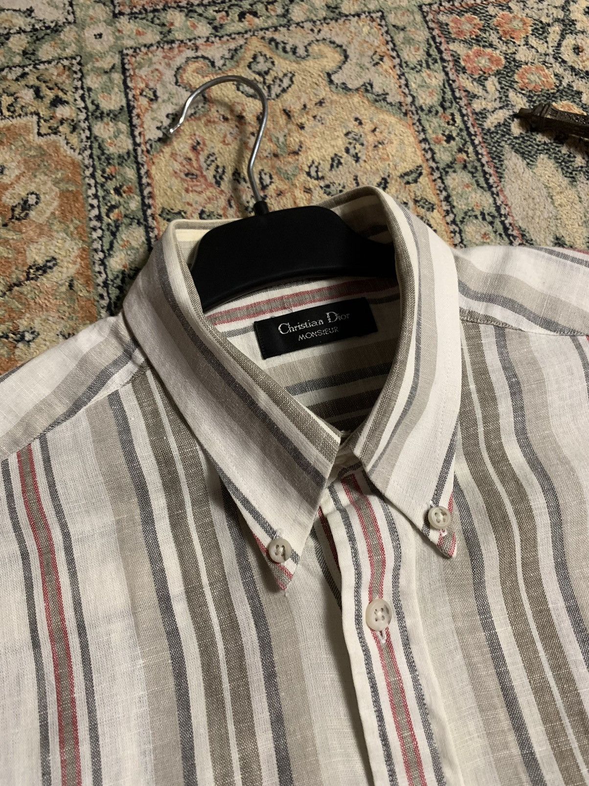 Christian Dior Monsieur × Dior × Vintage Vintage Christian Dior Monsieur Linen Striped Shirt Size US M / EU 48-50 / 2 - 8 Thumbnail