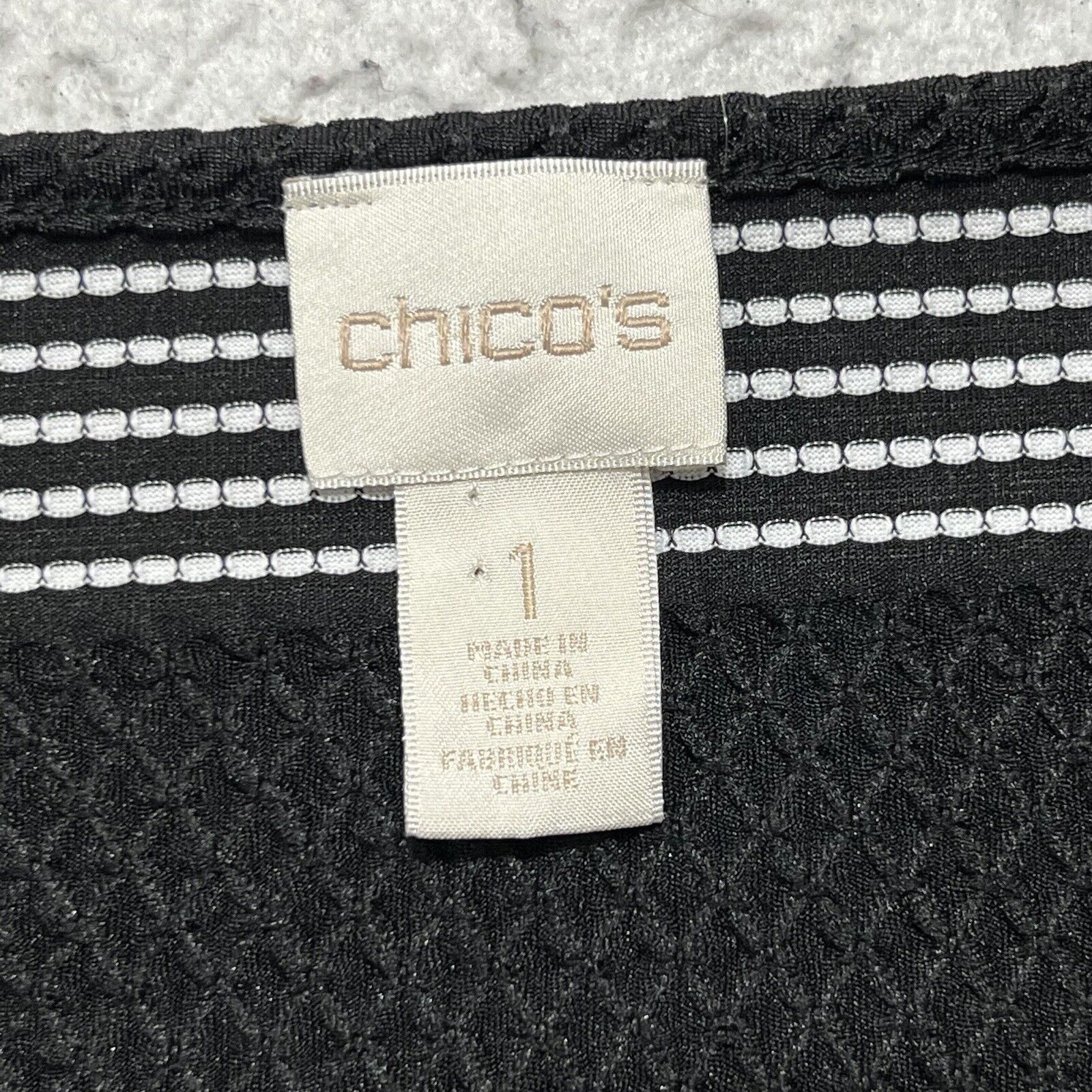 Chicos Chico's Black & White 3/4 Sleeve Shift Wrap Dress Size M / US 6-8 / IT 42-44 - 3 Thumbnail