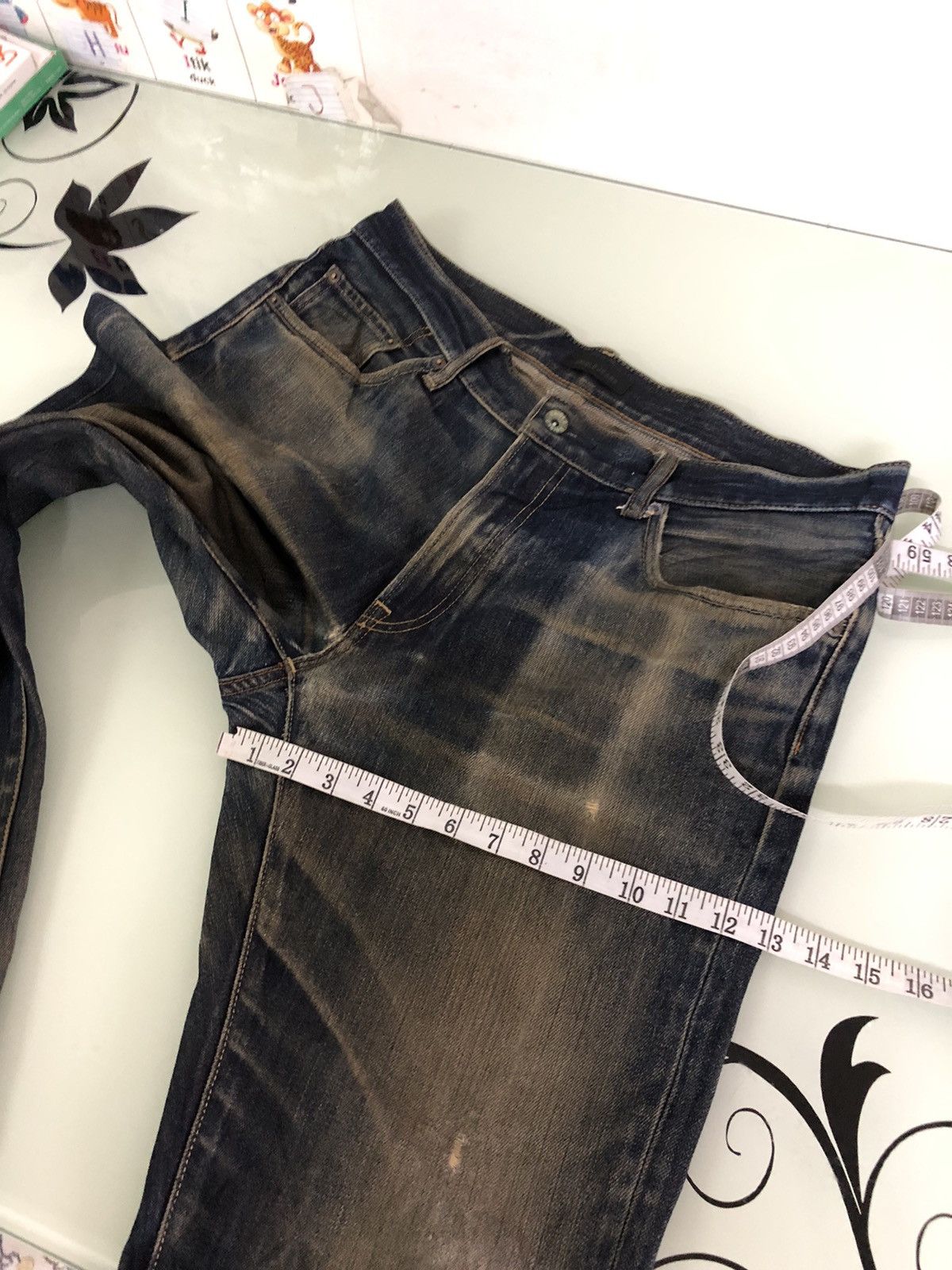 Uniqlo Uniqlo Flare Distressed Kaihara Denim Wax Jeans Straight Cut Size US 35 - 21 Thumbnail