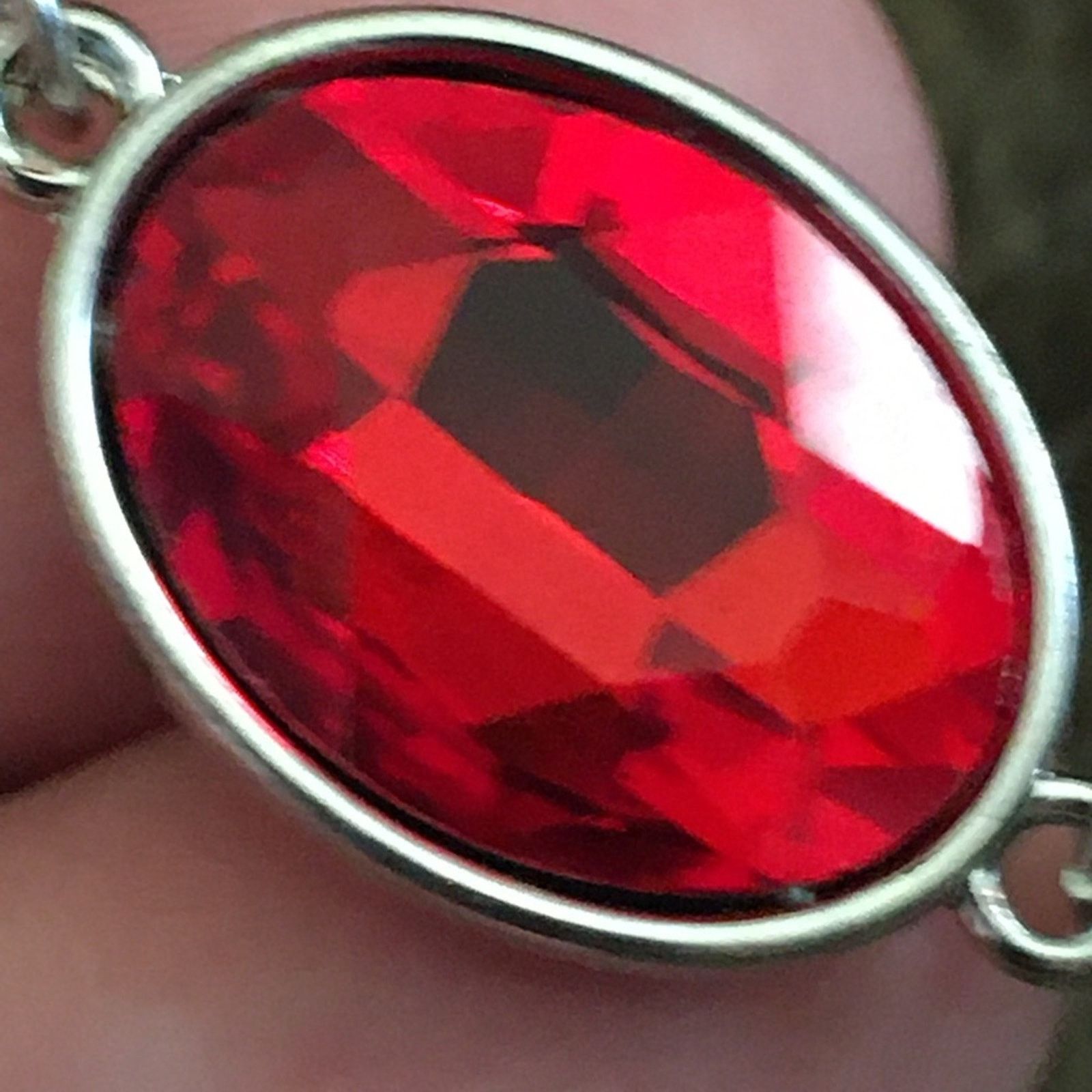 Jewelry Silver tone faceted oval cut faux ruby bracelet Size ONE SIZE - 7 Thumbnail