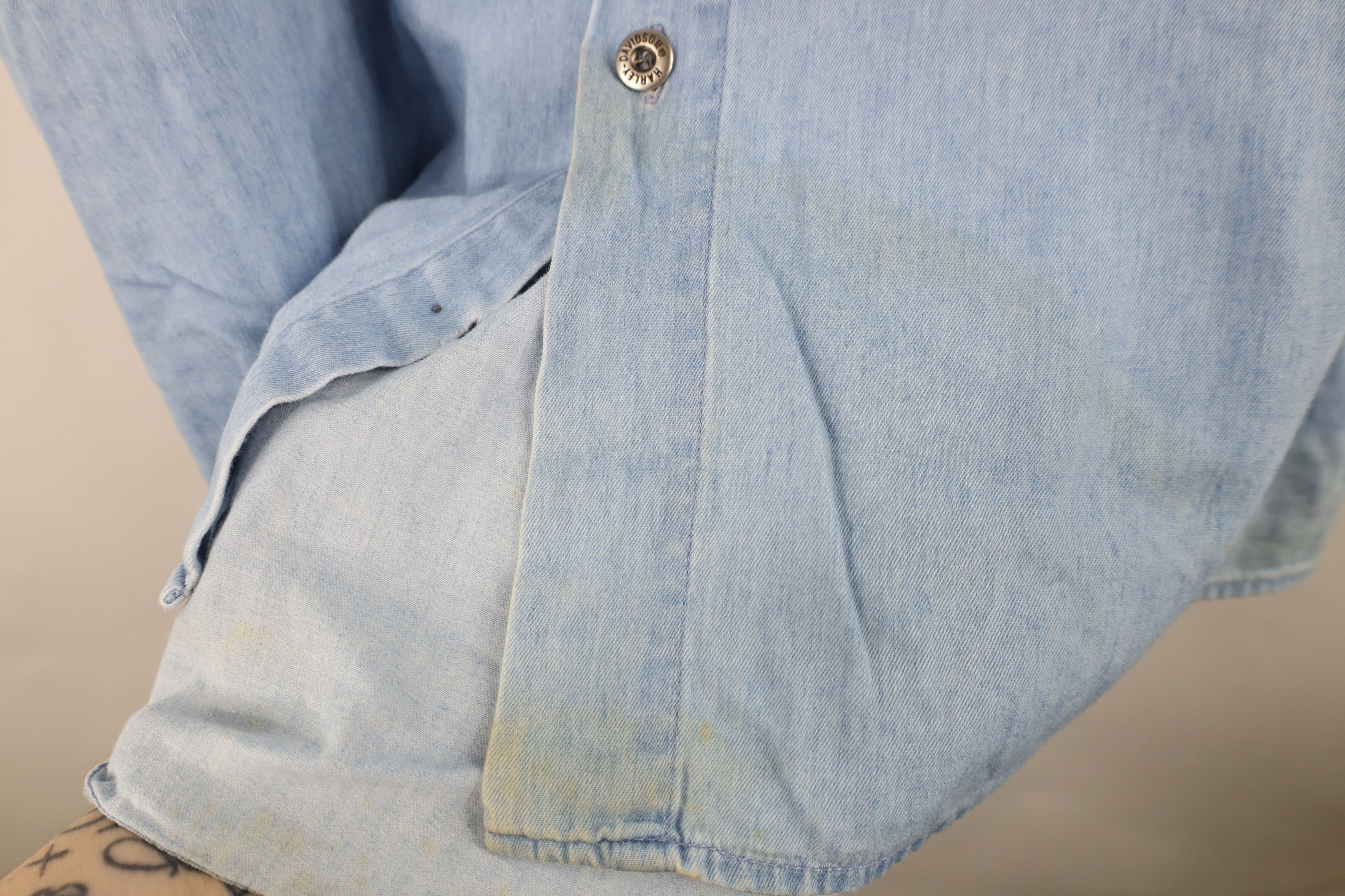 Harley Davidson Vintage 90s Harley Davidson Denim Jean Button Shirt Blue Size US XL / EU 56 / 4 - 7 Thumbnail
