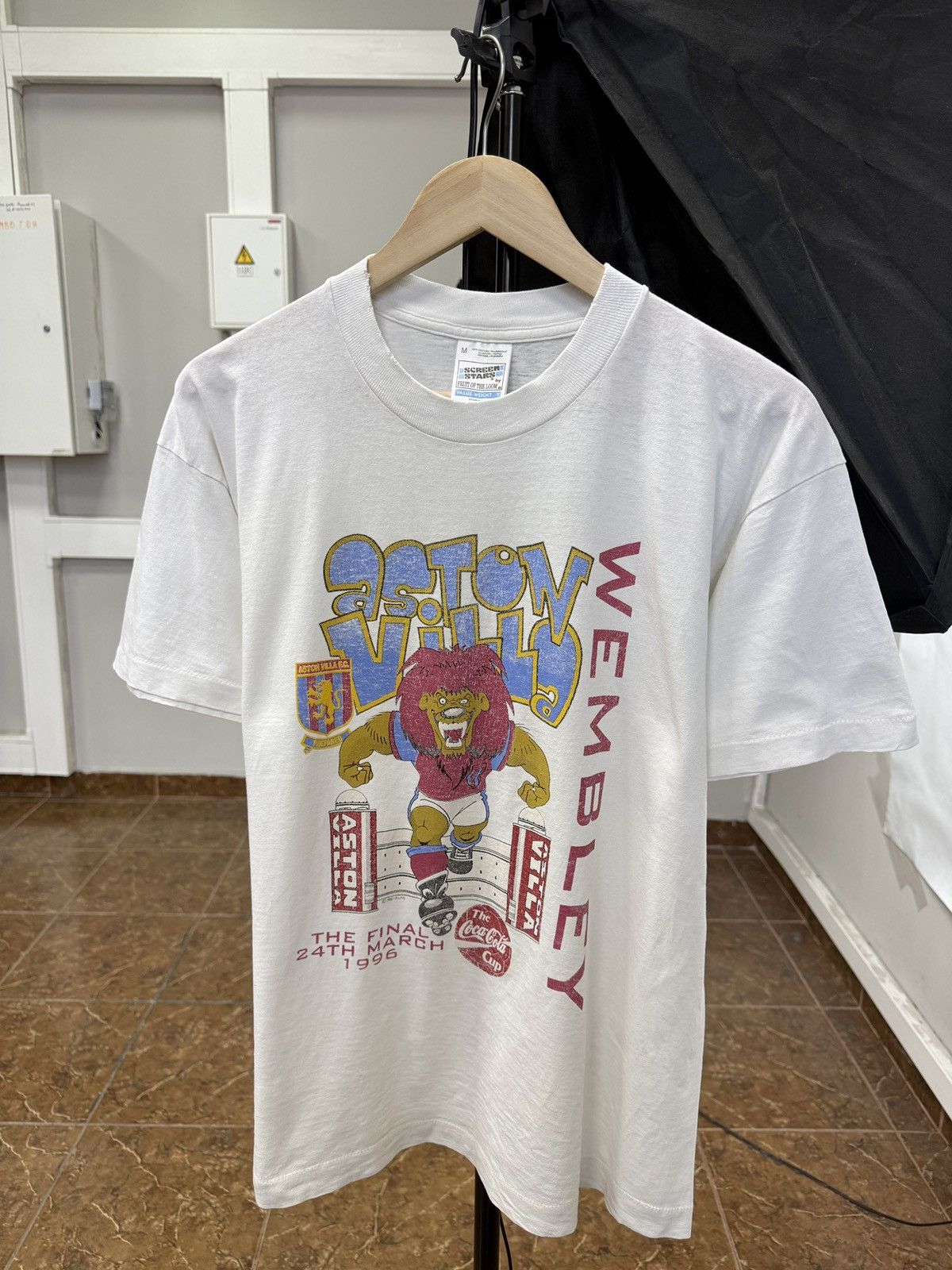 Fruit Of The Loom 🇬🇧 Vintage 1996 Aston Villa Coca Cola Cup Final Wembley T-Shi Size US M / EU 48-50 / 2 - 1 Thumbnail