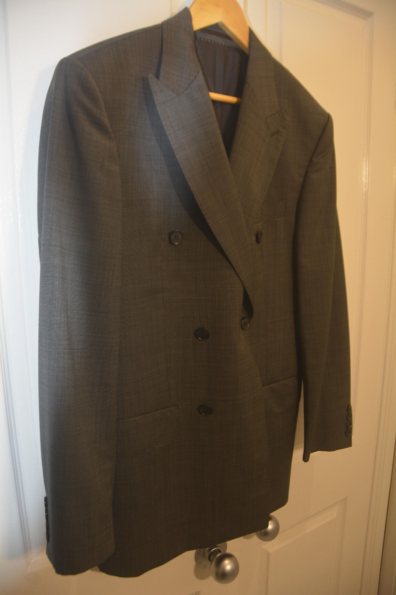 Other Vintage Men's Grey Micro-Check Double-Breasted Blazer Sport Coat Size 40R - 1 Thumbnail