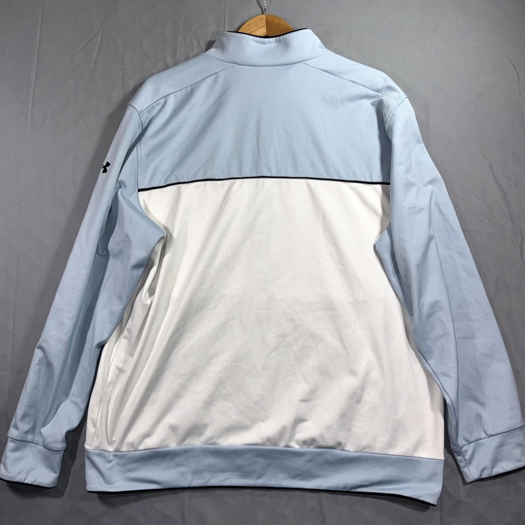 Under Armour Under Armour Project Rock Track Jacket Mens 2XL Blue White Full Zip Colorblock Jacket Pockets Size US XXL / EU 58 / 5 - 2 Thumbnail