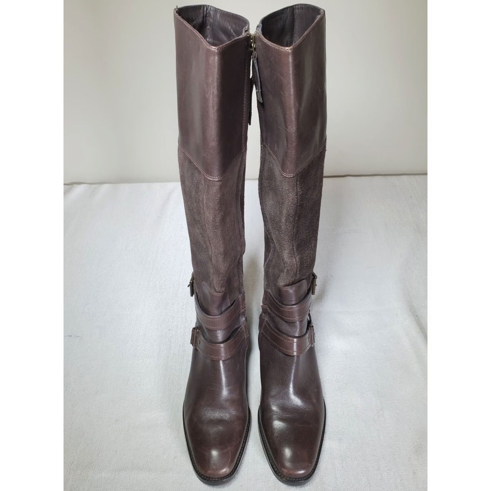 Vintage Joan & David Brown Suede / Leather Riding Boots Tall Ankle Strap Women's US 7 M Size US 7 / IT 37 - 6 Thumbnail