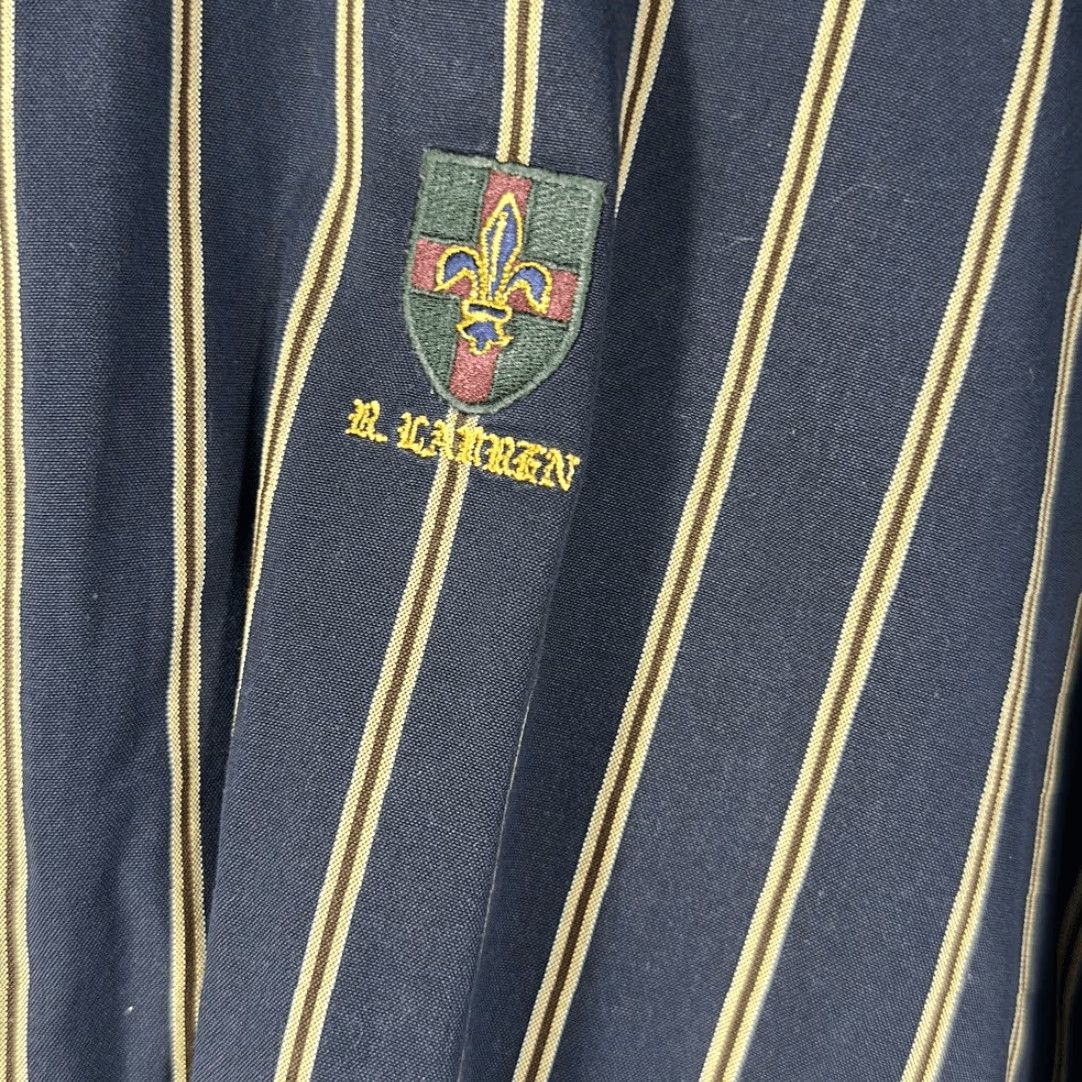 Ralph Lauren VINTAGE Ralph Lauren Crest Shield Shirt Mens XXL Blue Navy Gold Striped Blaire Size US XXL / EU 58 / 5 - 2 Thumbnail