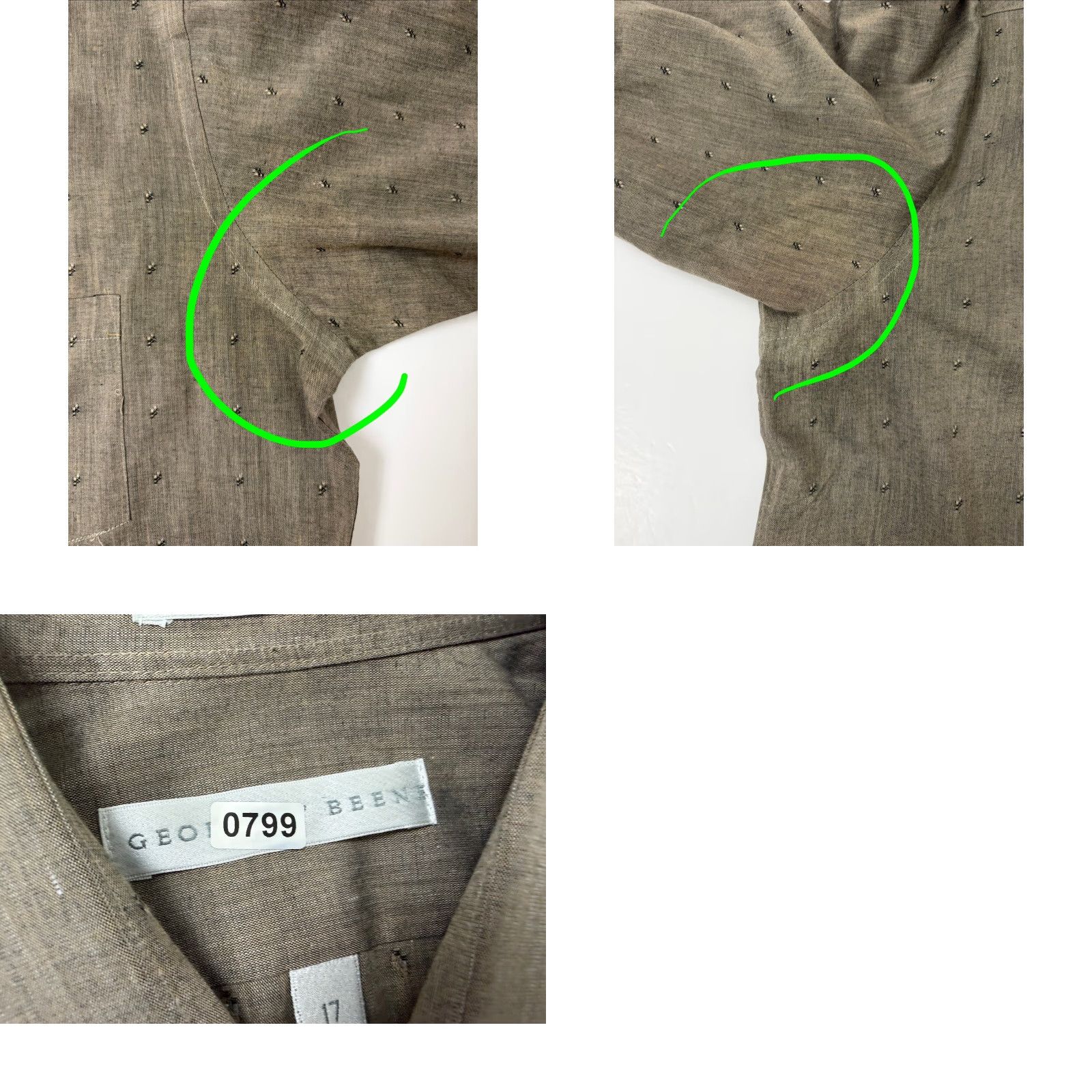 Geoffrey Beene VINTAGE Geoffrey Beene Dress Shirt Men XL Beige Pattern 80s 90s Hipster Preppy Classic Collared Long Sleeve Barrel Cuff 17 in 34/35 Size 46R - 10 Thumbnail