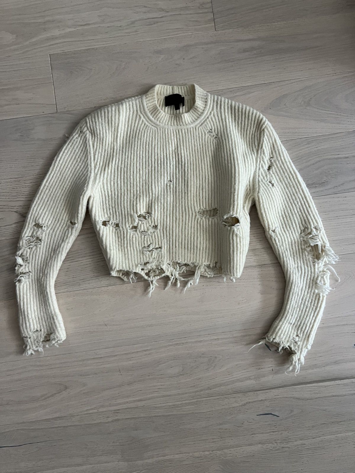 Yeezy YEEZY Season 3 Cropped & Distressed Ribbed Wool Swea Size XS / US 0-2 / IT 36-38 - 1 Thumbnail