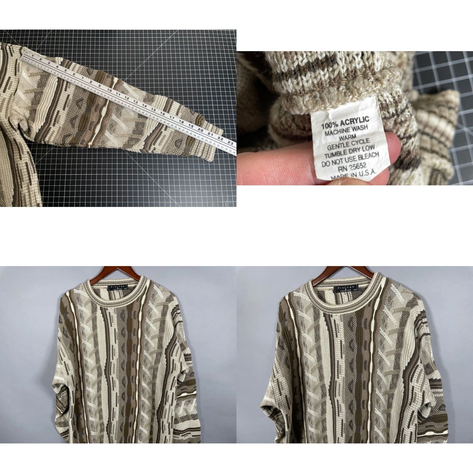 Coogi VINTAGE Protege Sweater Mens Large Beige 90s Cosby 3D Textured Acrylic Knit Style Mens Size US L / EU 52-54 / 3 - 8 Thumbnail