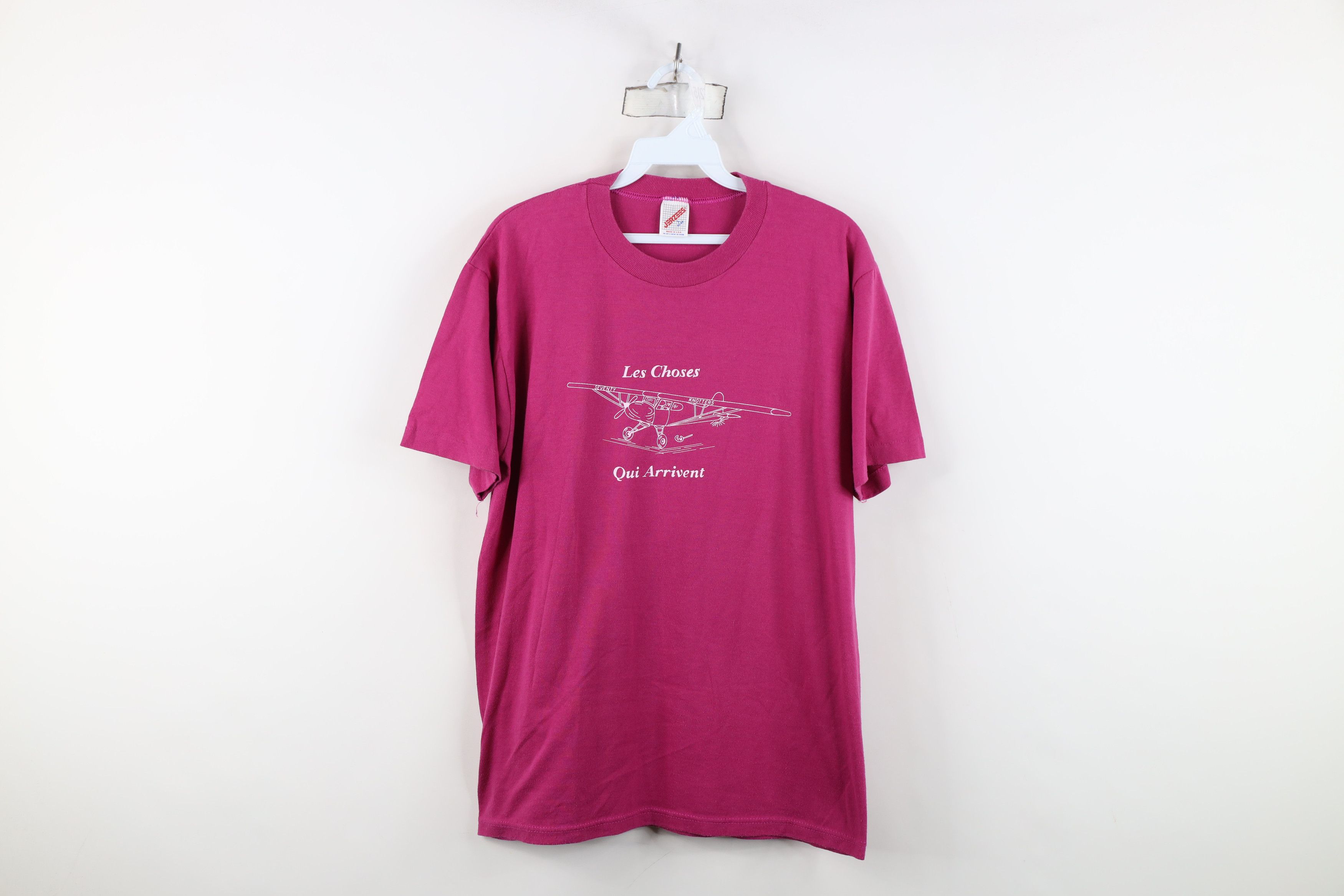 Vintage Vintage 90s Qui Arrivent Seventy Knotters Airplane T-Shirt Size US L / EU 52-54 / 3 - 1 Thumbnail