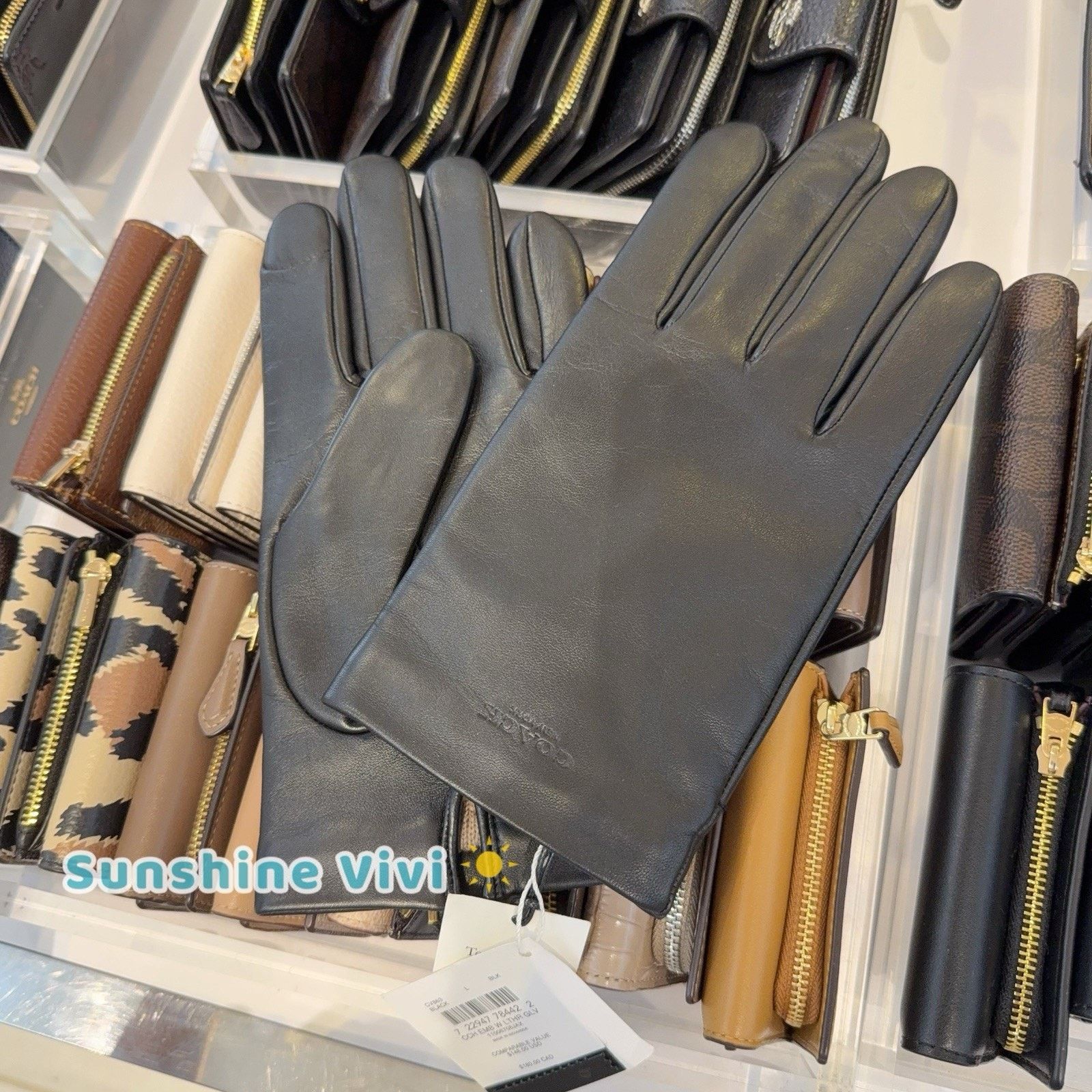 Coach NEW COACH Men's Gloves Sheep Leather Wool Black large Size ONE SIZE - 2 Thumbnail