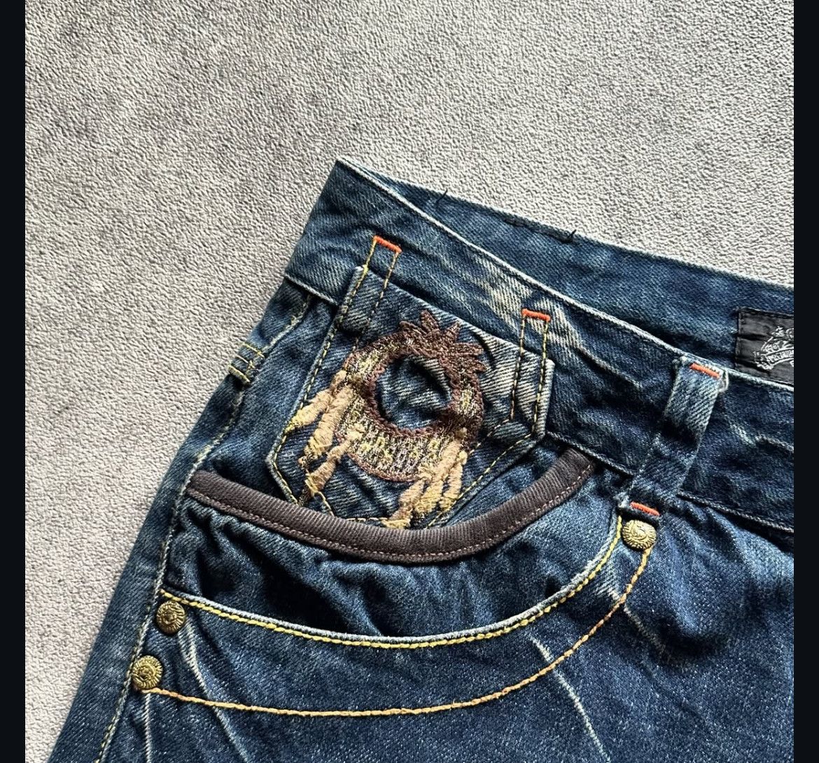 Japanese Brand 2000s Red Pepper Embroidery Ifsix Faded Wash Jeans y2k Lgb Size US 34 / EU 50 - 4 Thumbnail