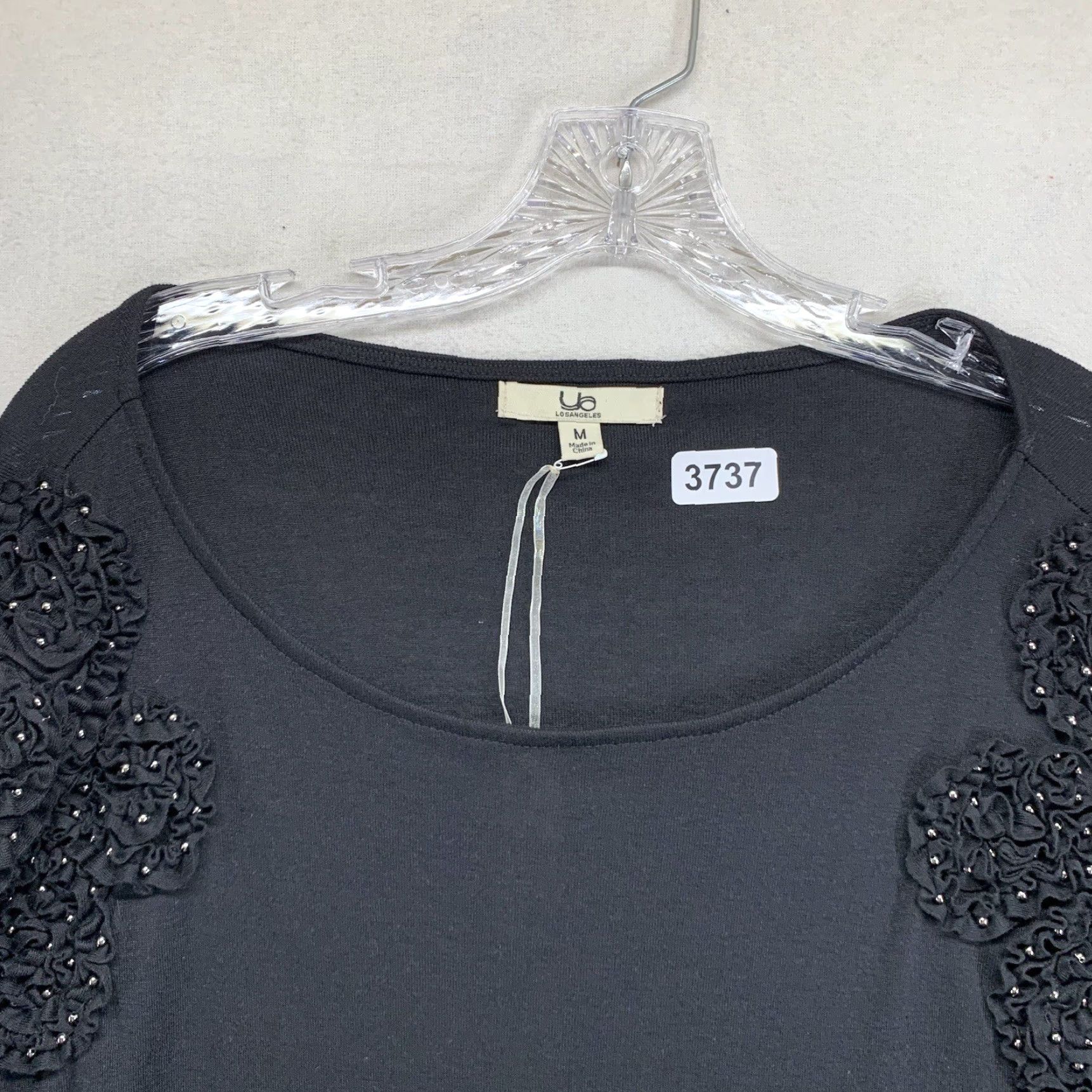 MISA Los Angeles Ya Los Angeles Women's Black Embroidered Shoulder Dress Medium 3/4 Sleeve Knee Length Casual Formal Gothic Rock Size M / US 6-8 / IT 42-44 - 7 Thumbnail