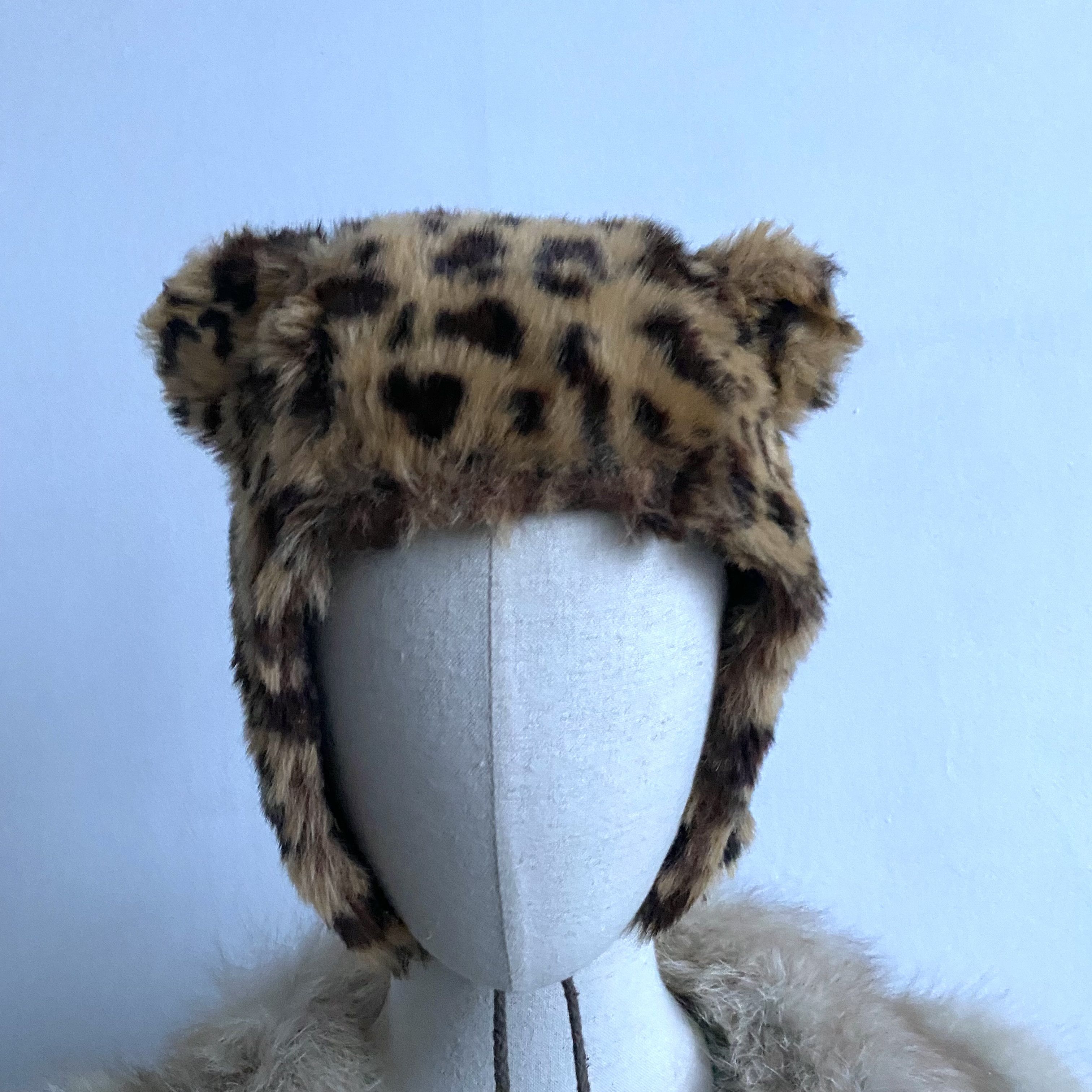 If Six Was Nine Vintage 2000s Y2K Leopard Faux Fur Hat Ushanka Size ONE SIZE - 8 Thumbnail