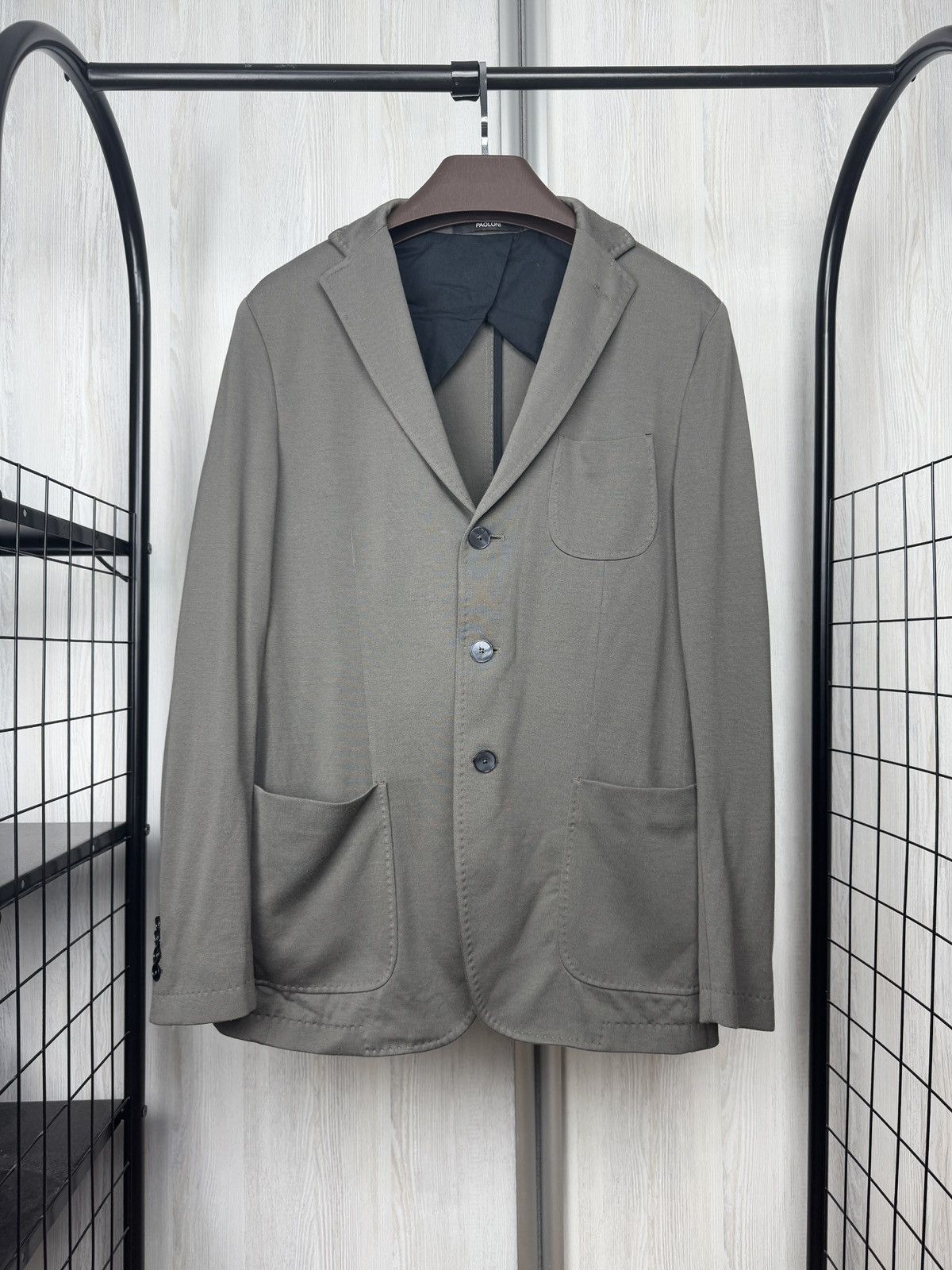 Paoloni Paoloni grey cotton unlined lightweight blazer Size 42R - 1 Thumbnail