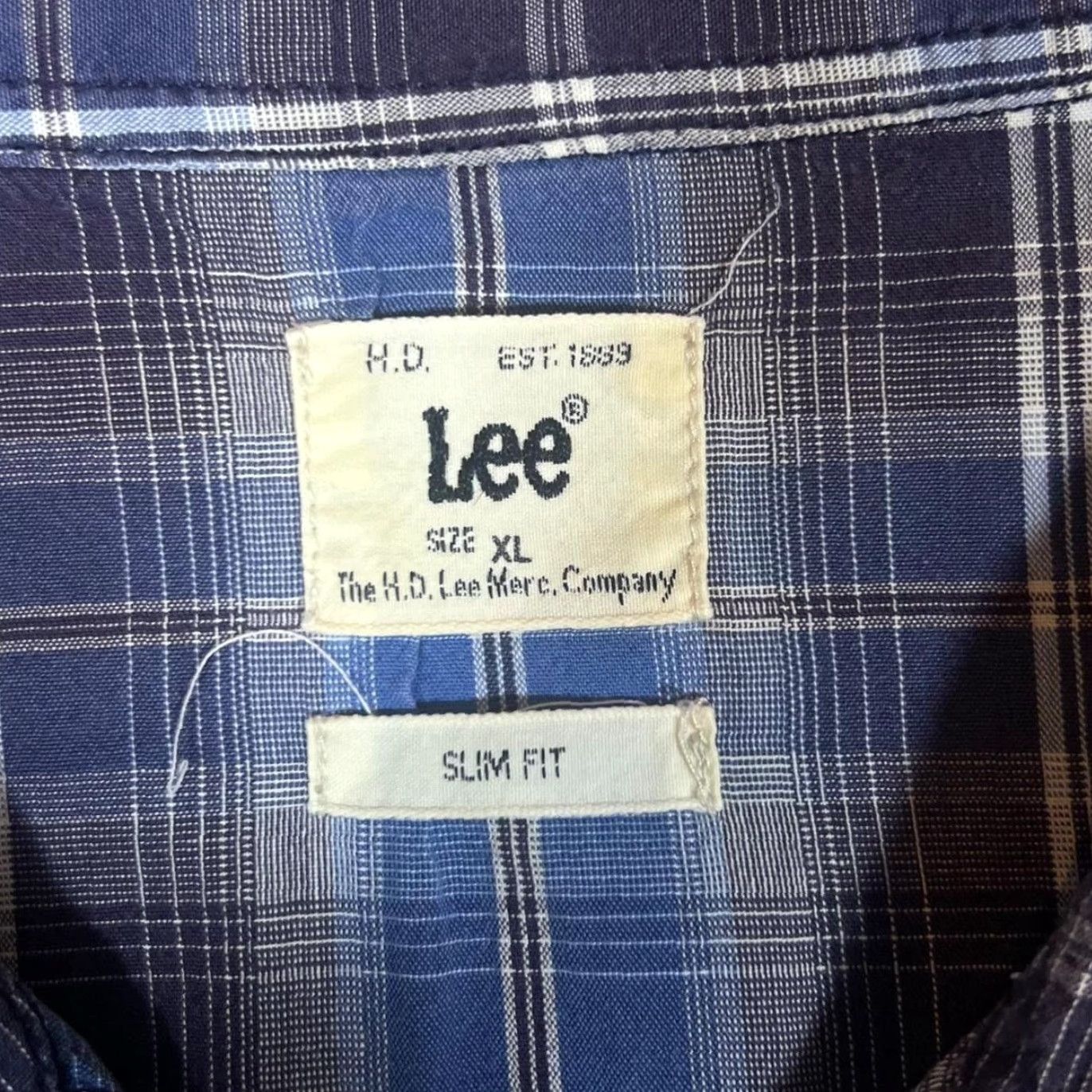 Lee Lee Slim Fit Western Plaid Check Popper Button Long Sleeve Cotton Shirt XL Men Blue Button-Up Shirt 100% Cotton Slimming contrived Size US XL / EU 56 / 4 - 2 Thumbnail