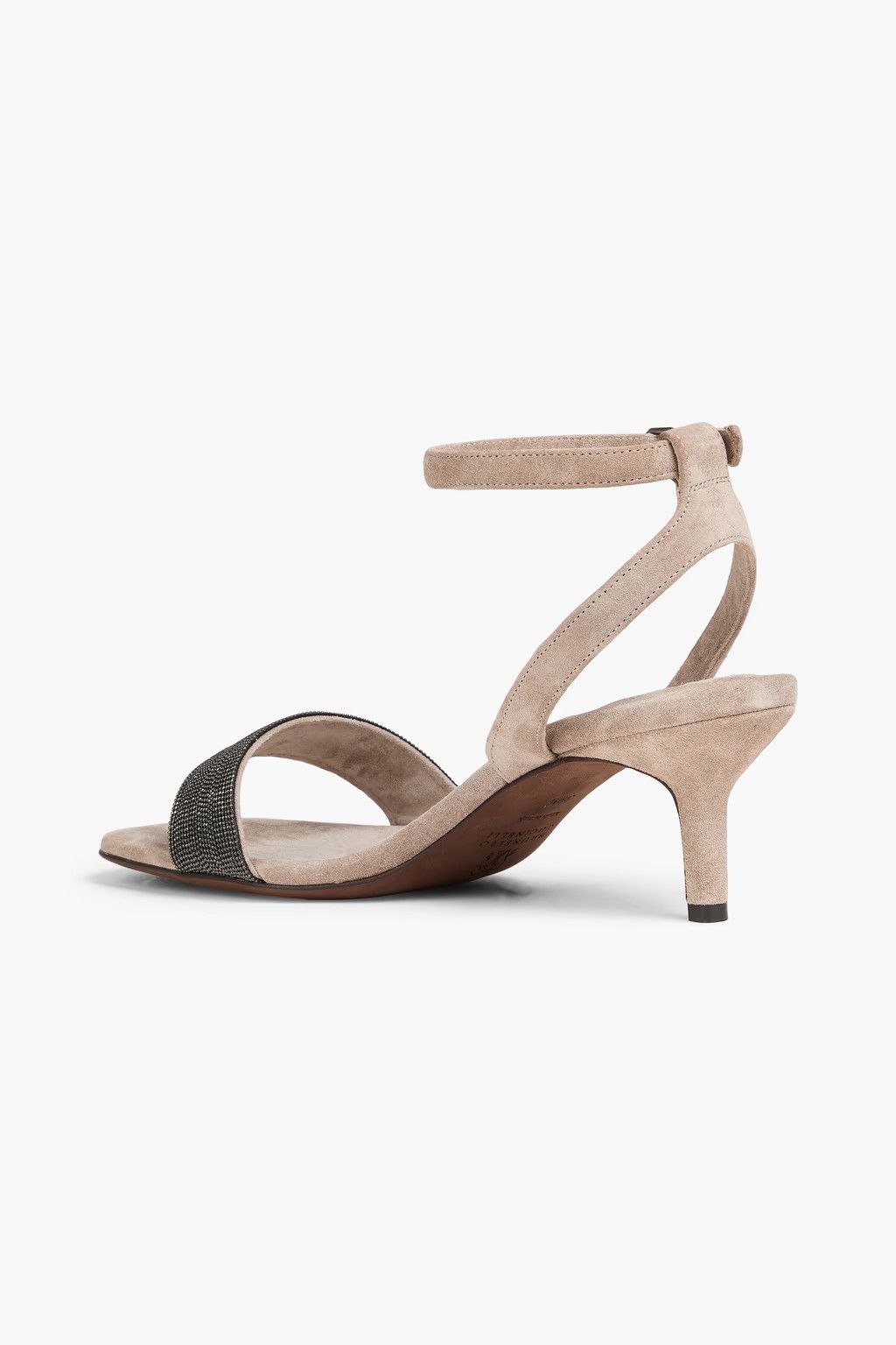 Brunello Cucinelli o1y0725 Ankle Strap Leather Sandals in Gray/Beige Size US 5 / IT 35 - 2 Thumbnail