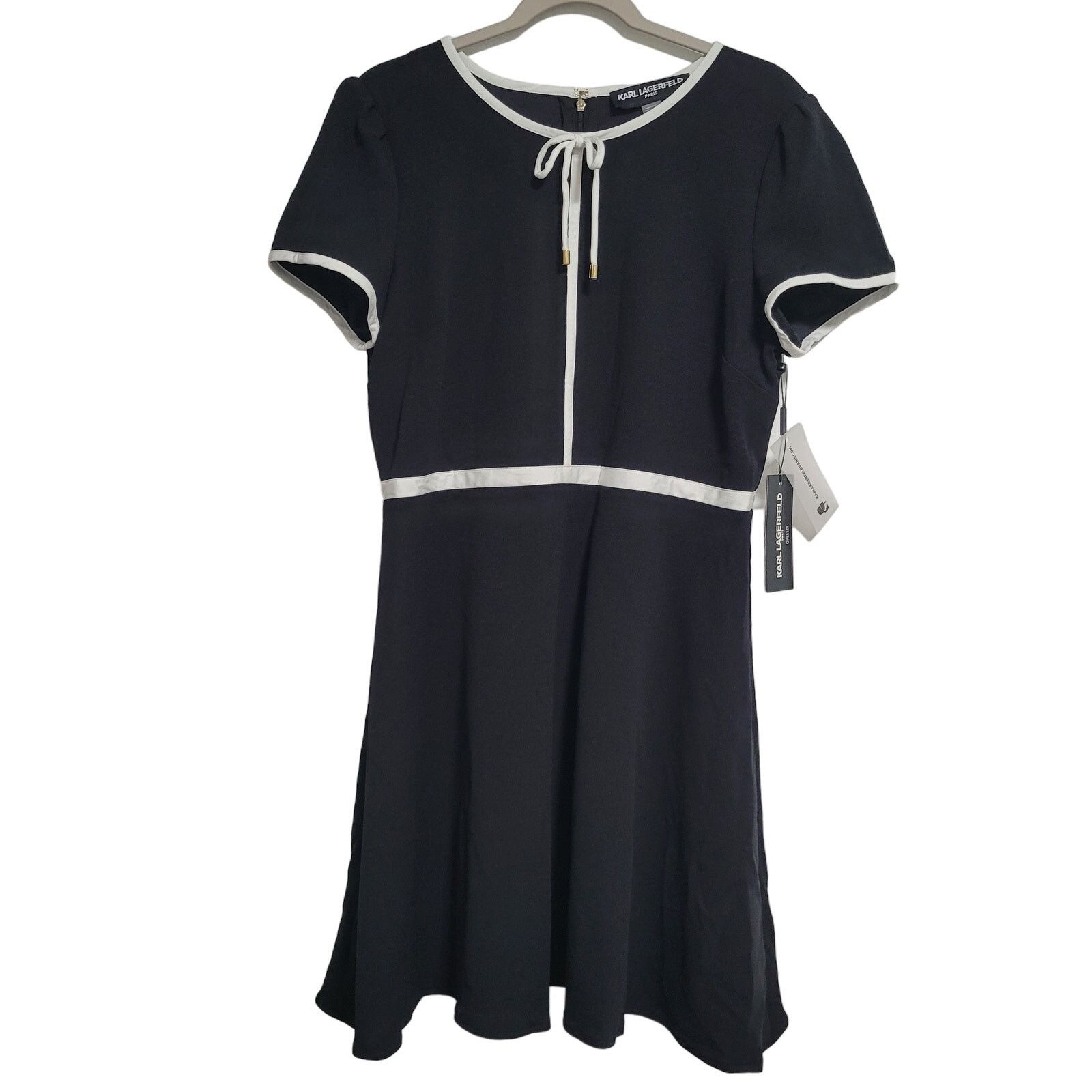 Karl Lagerfeld NWT Karl Lagerfeld Black White Crepe A-Line Dress Size 12 |  Grailed