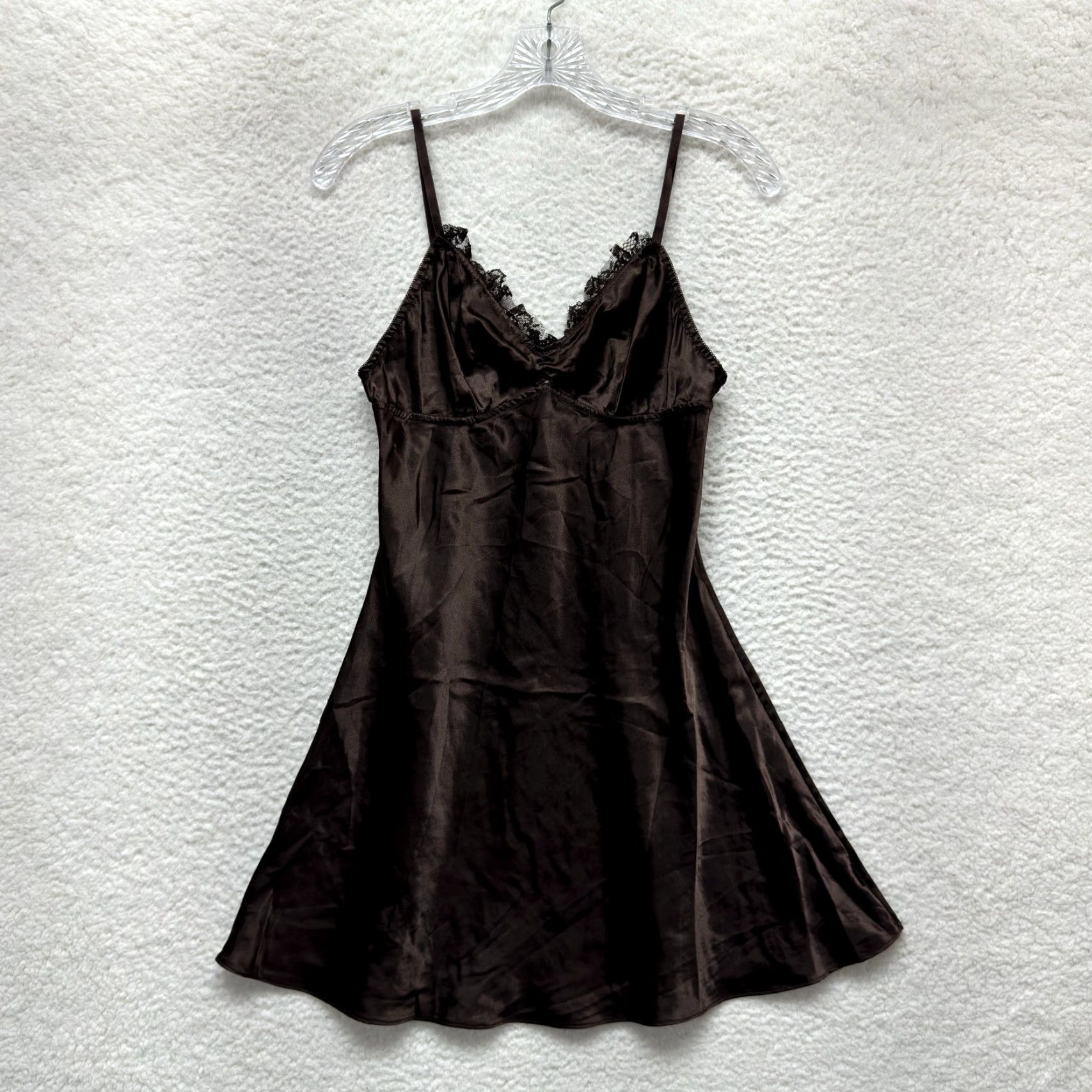 Vintage La Senza Y2K Vintage Slip Dress Satin Brown Victorian Edwardian Fairy Whimsigoth M Size M / US 6-8 / IT 42-44 - 2 Thumbnail