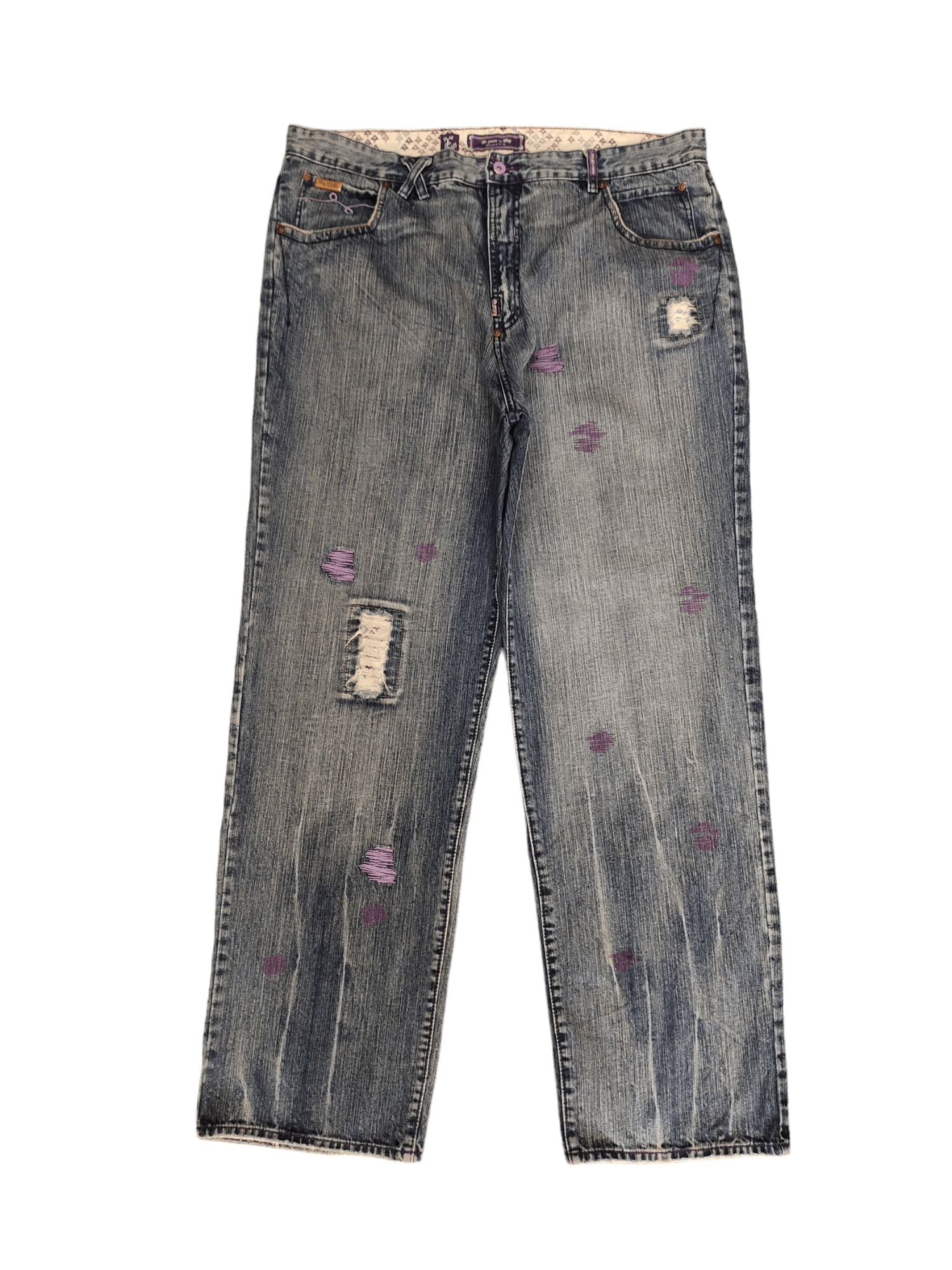 Jnco × LRG × Southpole W42 Baggy Jeans LRG Embroidered Distress 