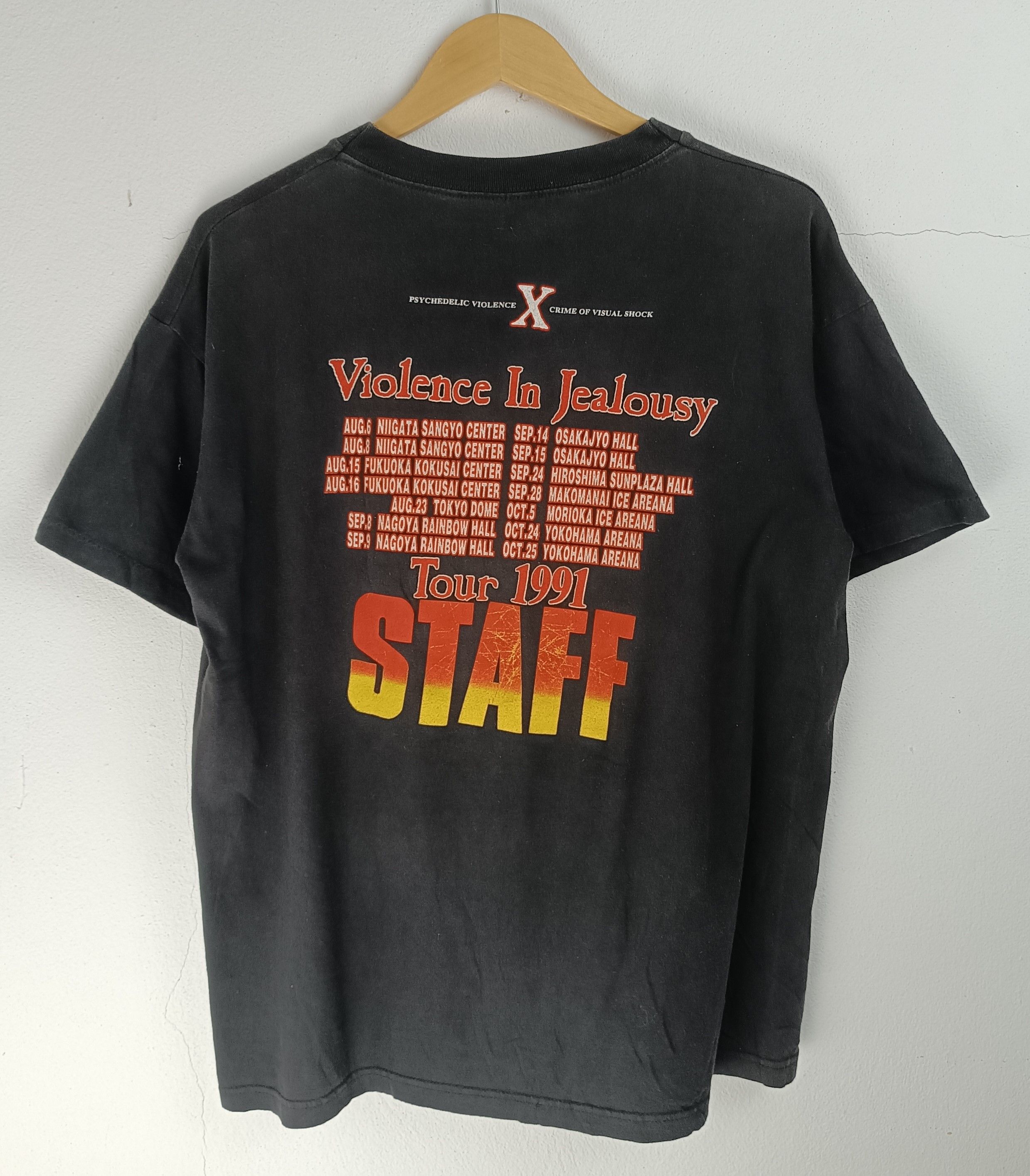 Band Tees VERY RARE🔥VTG '91 X JAPAN VIOLENCE IN JEALOUSY TOUR 'STAFF' Size US L / EU 52-54 / 3 - 4 Thumbnail