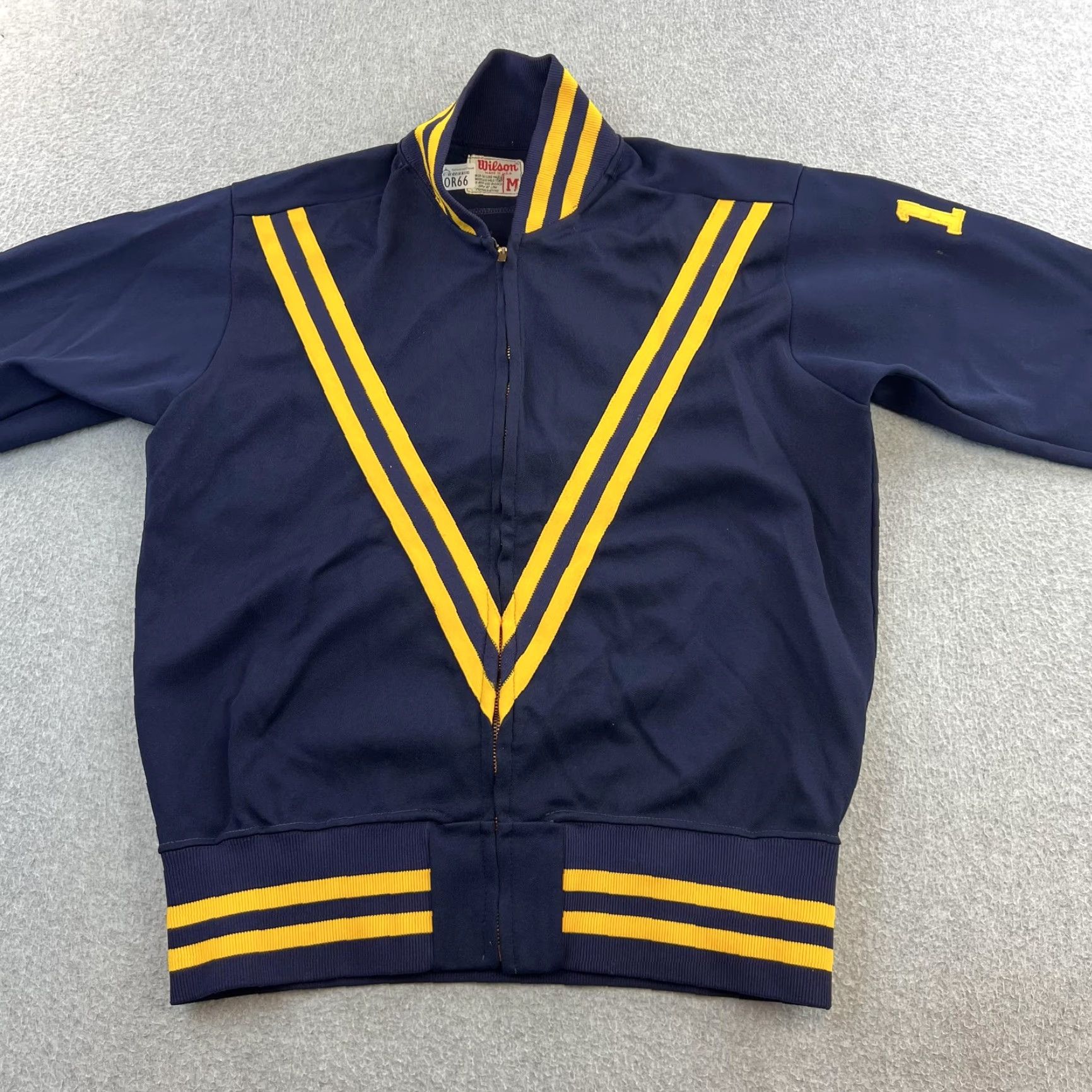 Wilson VINTAGE Wilson Track Jacket Mens Medium Navy Yellow East 60s 70s USA Size US M / EU 48-50 / 2 - 4 Thumbnail