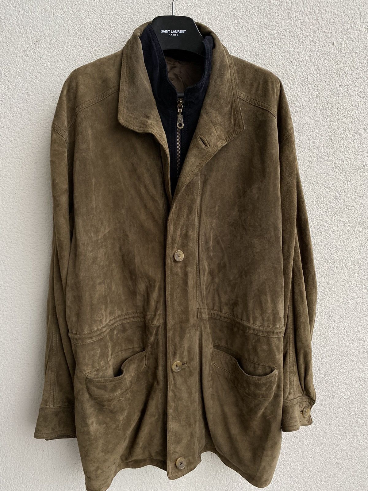 Yves Saint Laurent 90’s Suede YSL Leather Jacket Soft Beige/Brown Size US L / EU 52-54 / 3 - 1 Thumbnail