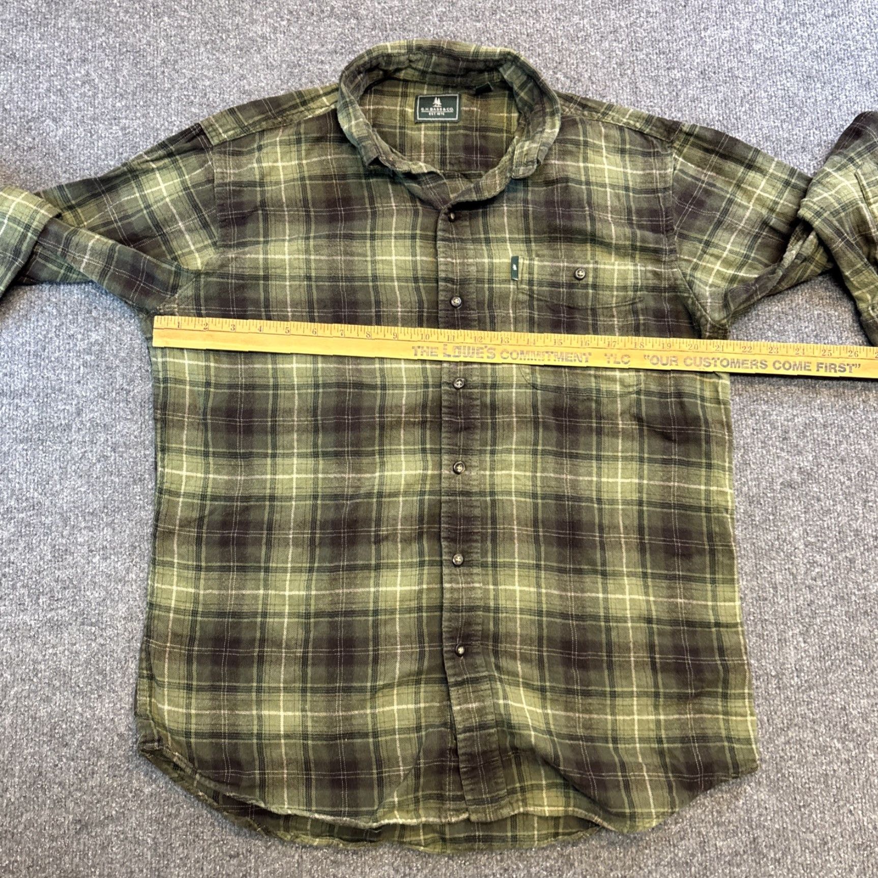 Vintage GH Bass Co Men’s M Chamois Flannel Green SOFT Plaid Button Down Collared Shirt Size US M / EU 48-50 / 2 - 5 Thumbnail