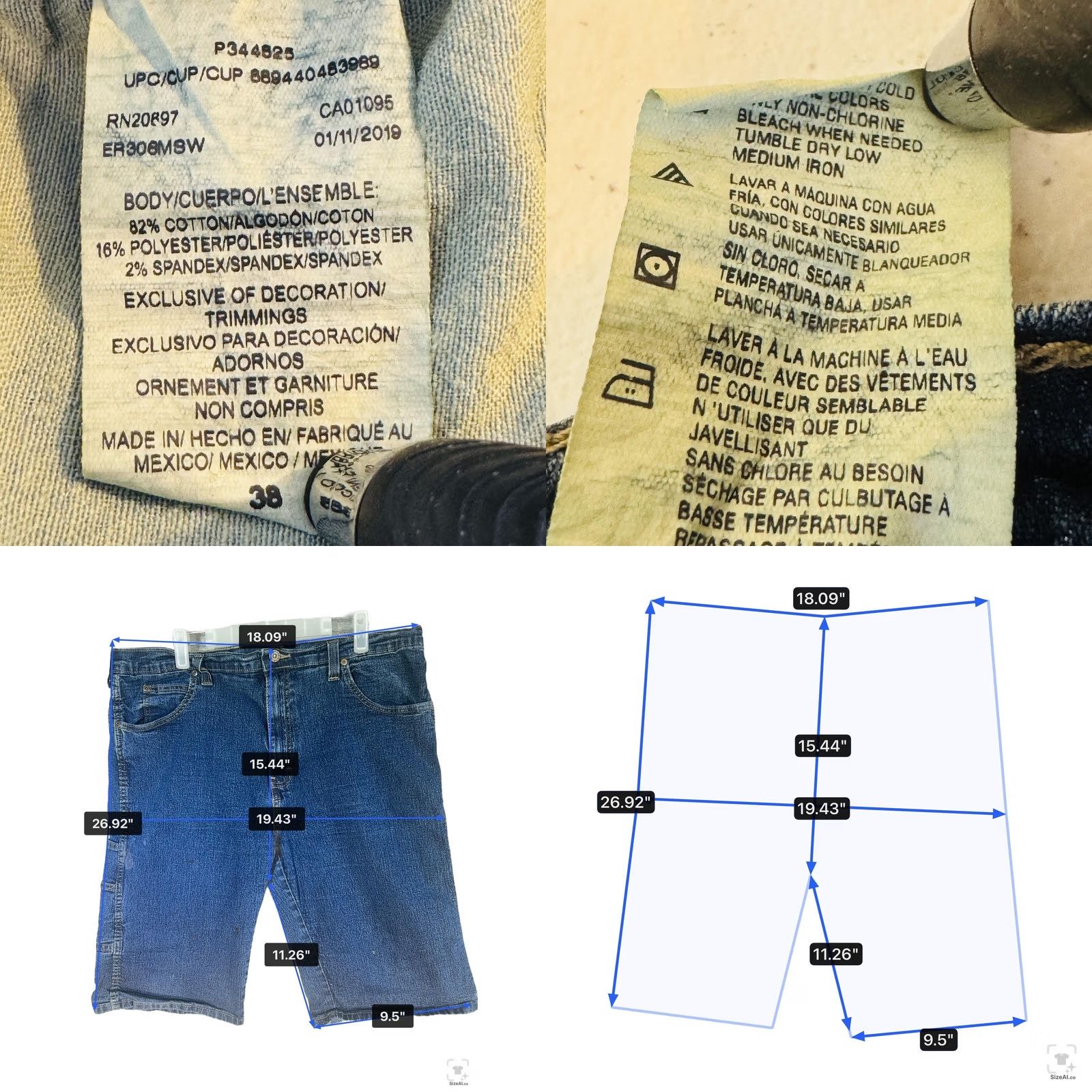 Dickies Dickies Shorts Mens 38 Blue Cargo Relaxed Fit Denim 11 Inseam Pockets Size US 38 / EU 54 - 8 Thumbnail