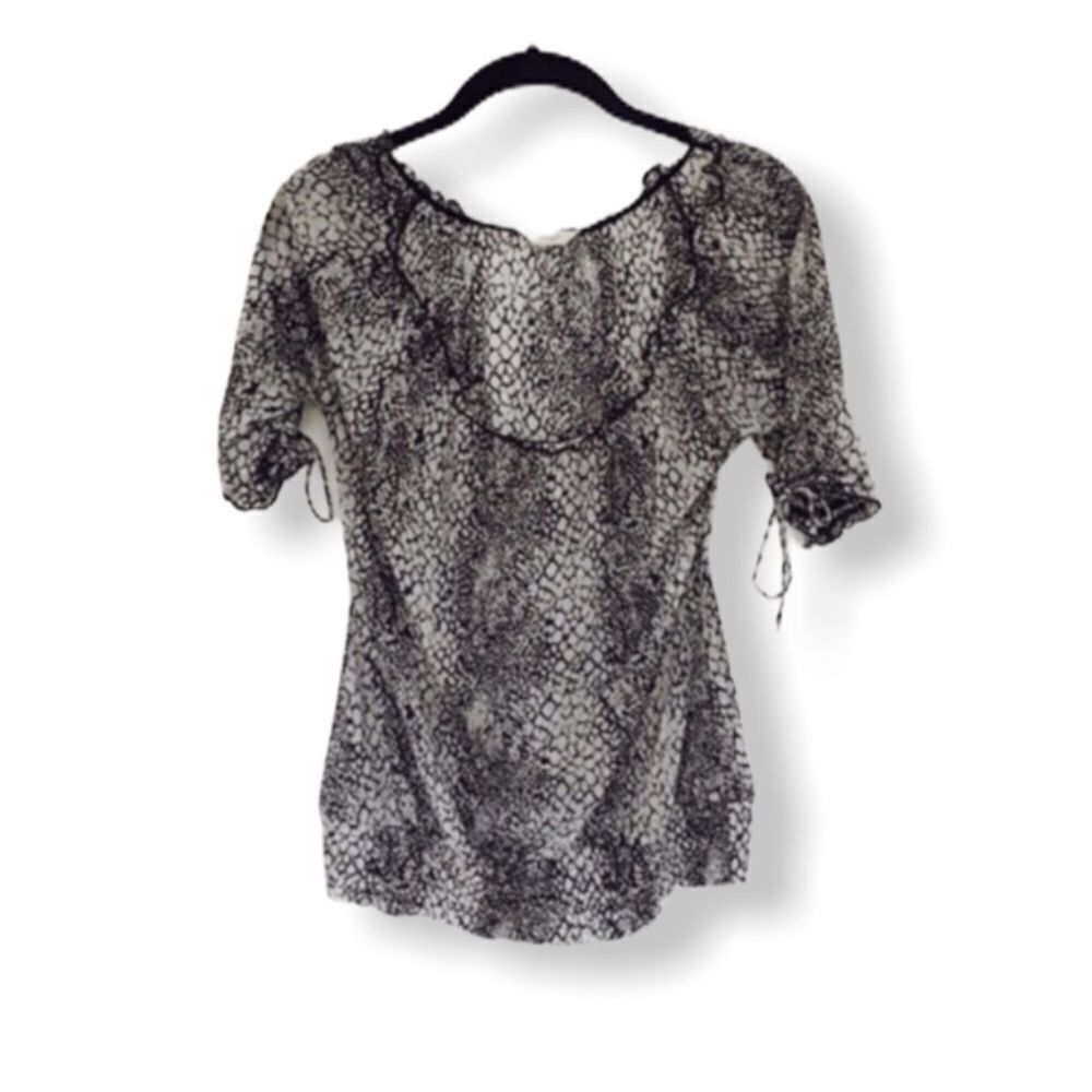 Energie Energie Women’s Size S Snake Print Short Sleeve Tie Blouse Size S / US 4 / IT 40 - 2 Thumbnail