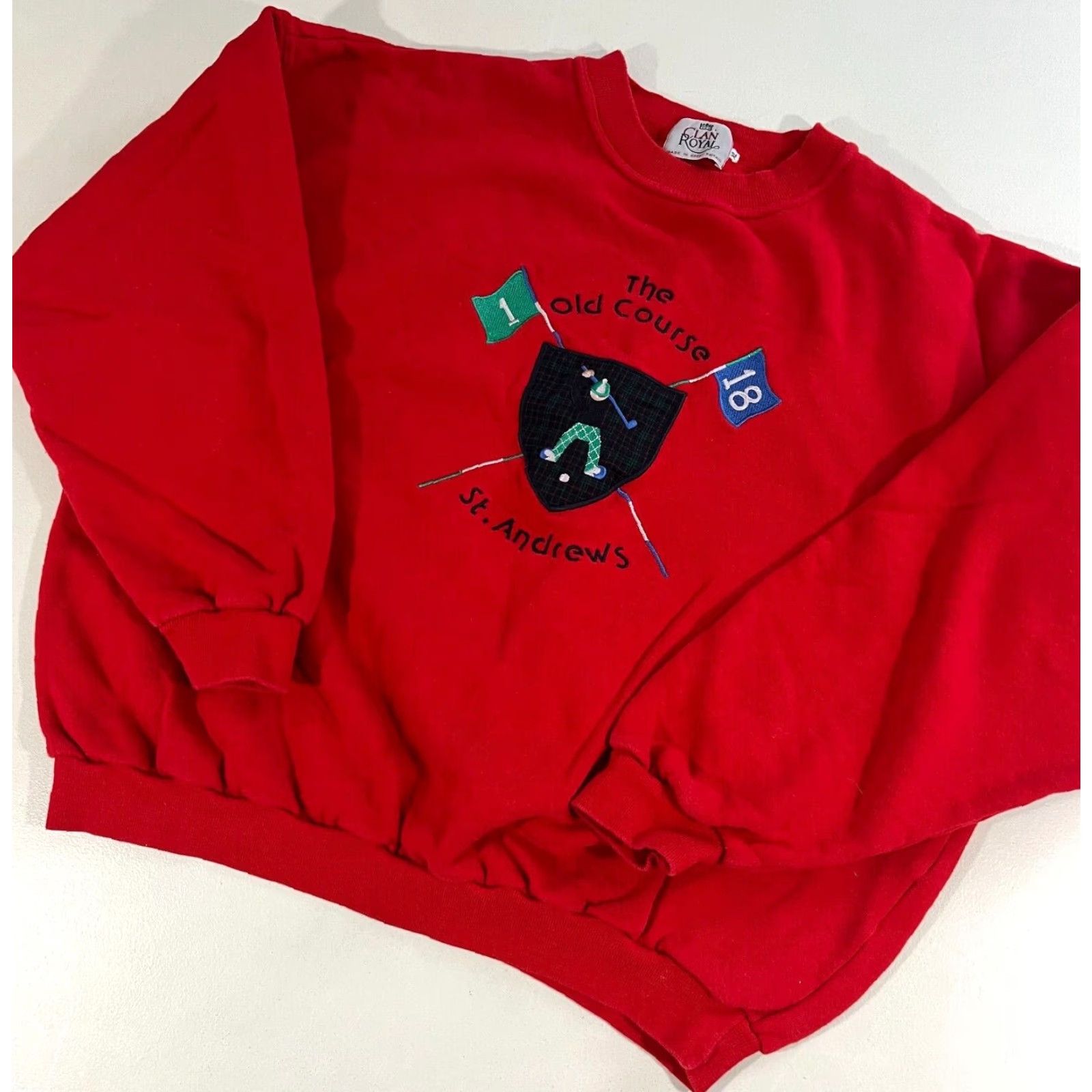 Vintage VINTAGE Clan Royal The Old Course St. Andrews Golf Crewneck Sweatshirt XL Unisex Adults Red Cotton Fleece Embroidered Logo Shirt Pullover 1990s Mens Size US XL / EU 56 / 4 - 3 Thumbnail