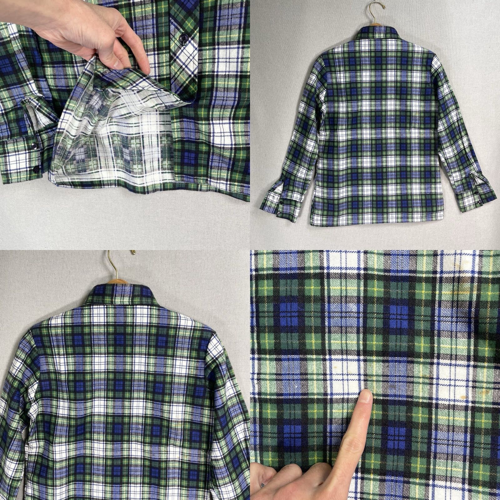 Vintage VINTAGE Montgomery Ward Flannel Shirt Mens XS Blue Cotton Plaid 70s 70s Printed Button-Up Long Sleeve Size US XS / EU 42 / 0 - 8 Thumbnail