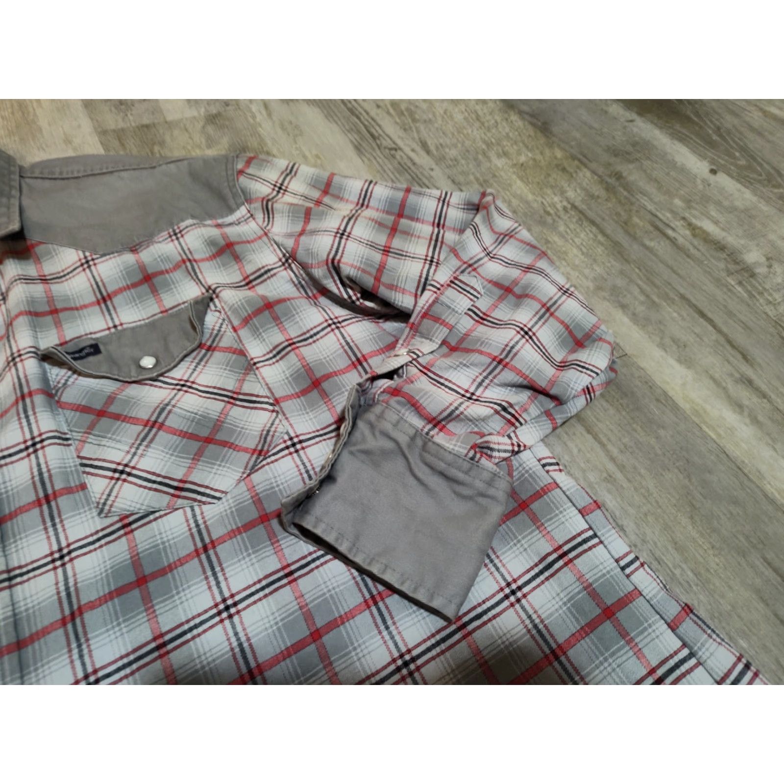 Wrangler WRANGLER VINTAGE Western Shirt Pearl Snap Long Sleeve Gray Check 2XL Mens Size US XXL / EU 58 / 5 - 4 Thumbnail