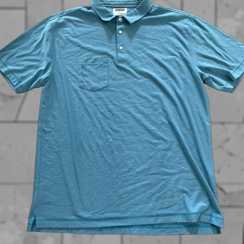 Vintage Linksoul blue striped polo shirt Mens Size XL Size US XL / EU 56 / 4 - 1 Thumbnail