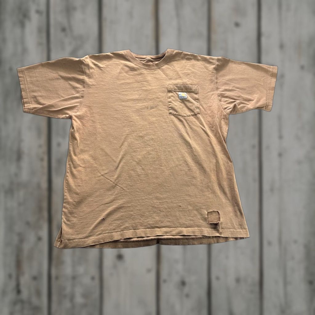 Carhartt VINTAGE Carhartt Shirt Mens LT Brown Tall Pocket Workwear Short Sleeve Crewneck Tee Size US L / EU 52-54 / 3 - 1 Thumbnail