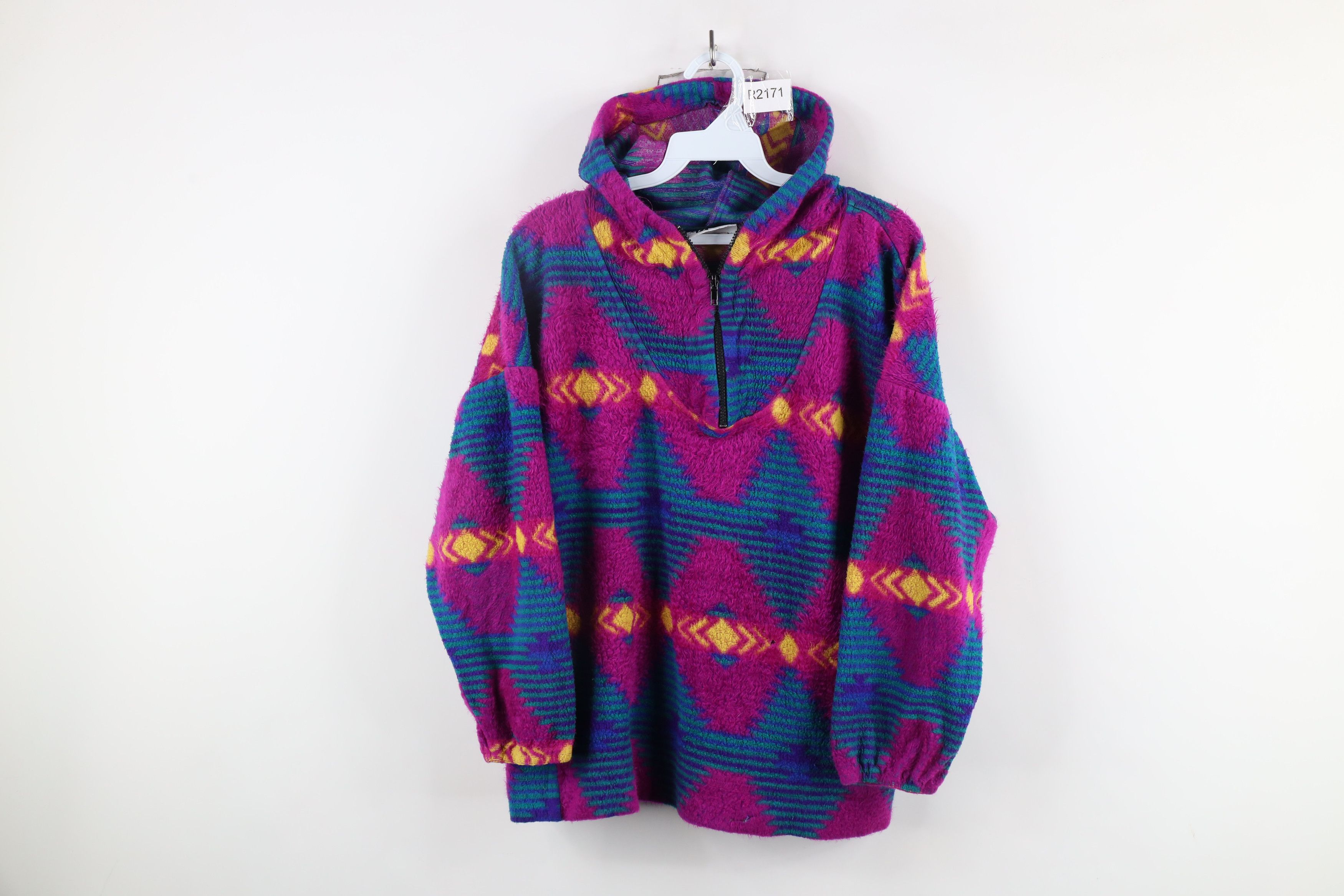 Vintage Vintage 90s Streetwear Southwestern Fleece Hoodie USA Size M / US 6-8 / IT 42-44 - 1 Thumbnail