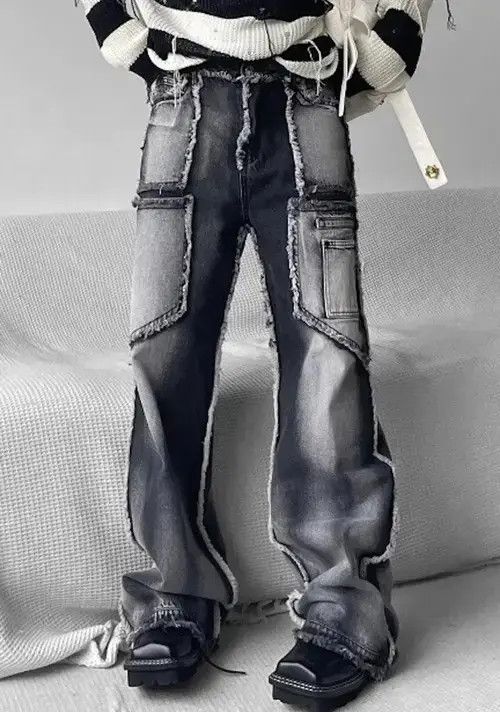 Japanese Brand Retro grunge punk distressed frayed jeans pants Size US 30 / EU 46 - 1 Thumbnail