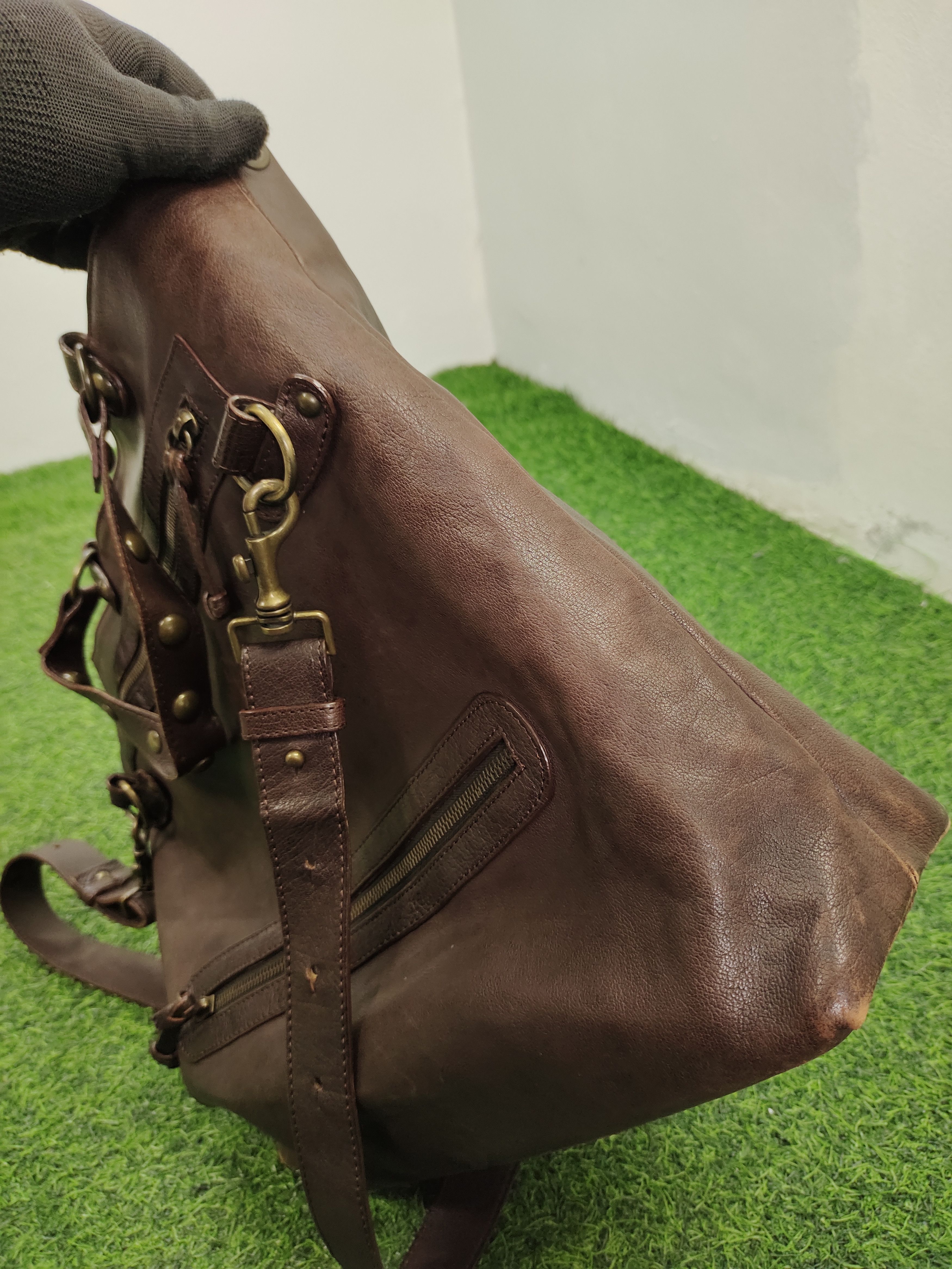 Vintage Via Repubblica Italy Patina Full Leather 2 Way Bag
