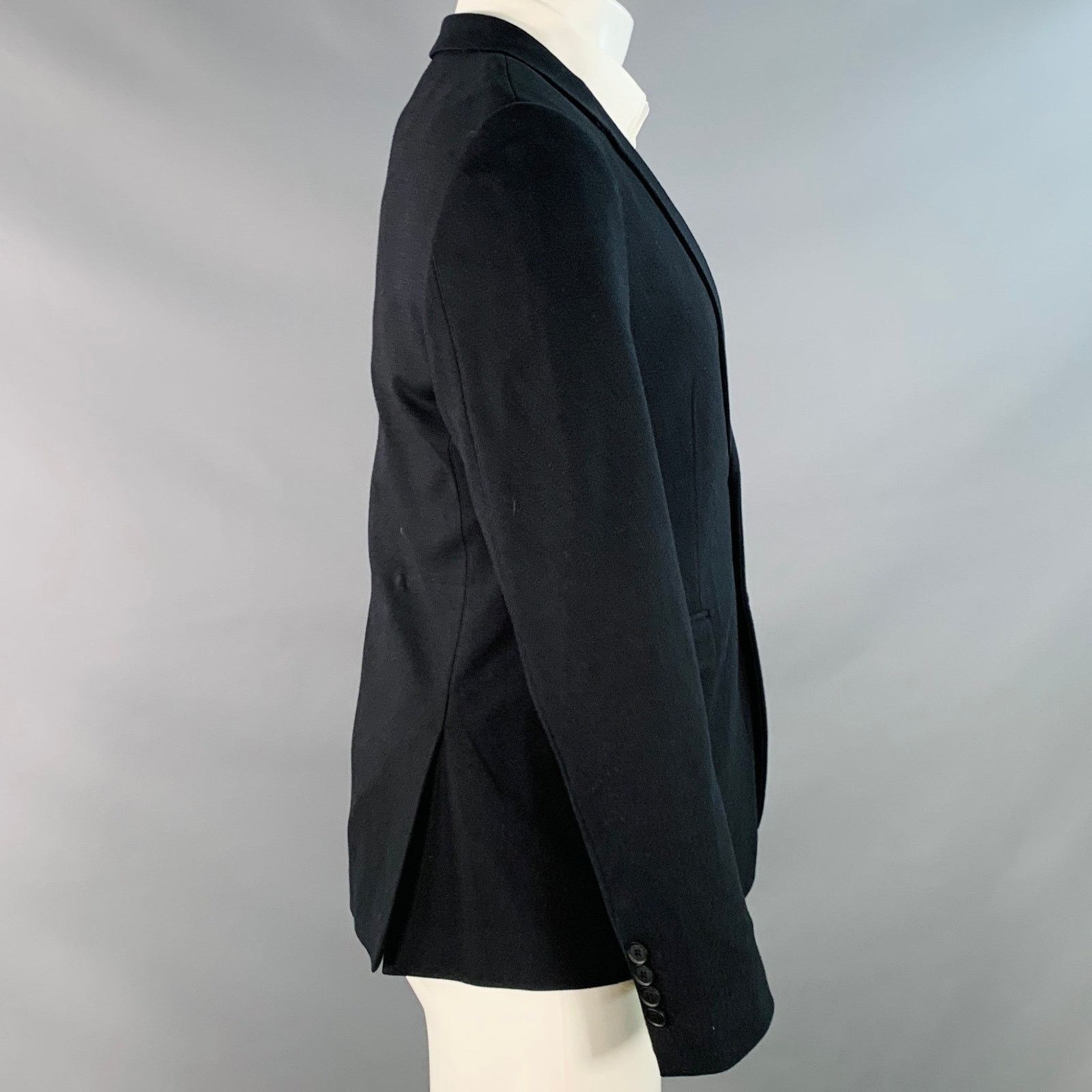 Paul Smith Size 40 Black Viscose Cotton Notch Lapel Sport Coat Size 40R - 3 Thumbnail