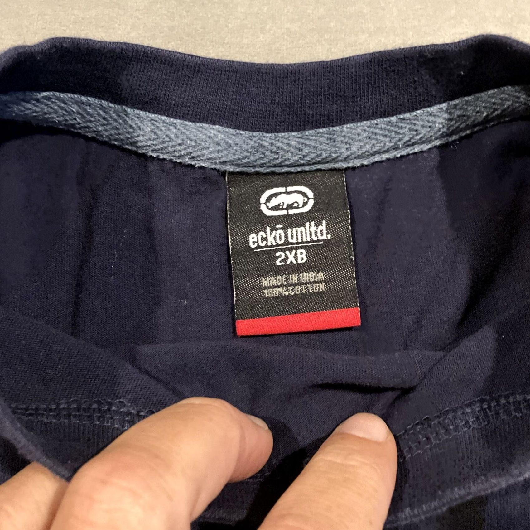 Ecko Unltd. VINTAGE ECKO UNLTD Embroidered Navy T Shirt XXL 2XL Crew Neck Short Sleeve Cotton Men Classic Grunge Hip Hop Punk Retro Style T-Shirt Size US XXL / EU 58 / 5 - 3 Thumbnail