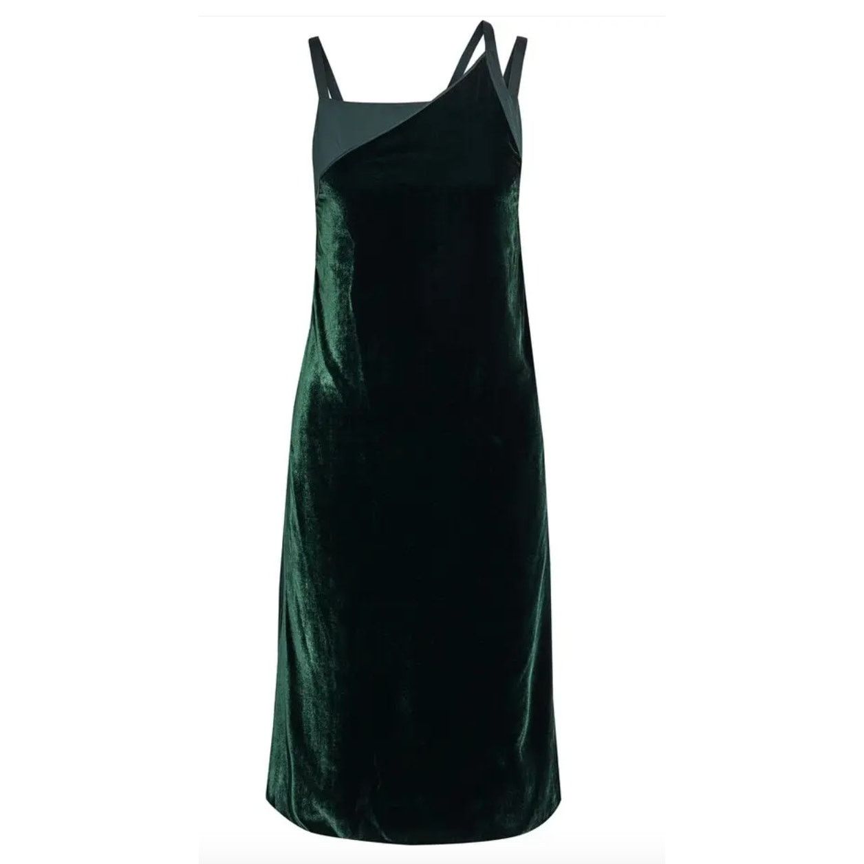 Helmut Lang Helmut Lang Satin paneled velvet dress forest green size 4 Size S / US 4 / IT 40 - 1 Thumbnail