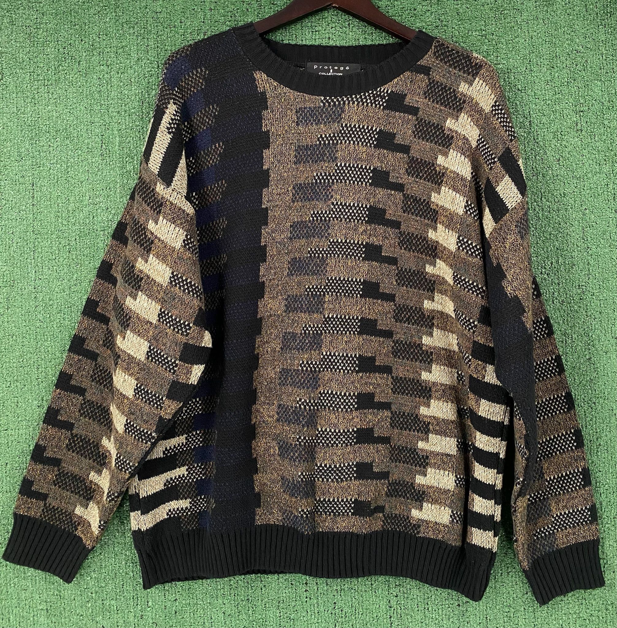 Protege 90’s Protege Geometric Patterned Knit Sweater Mens 2XL Size US XXL / EU 58 / 5 - 1 Thumbnail
