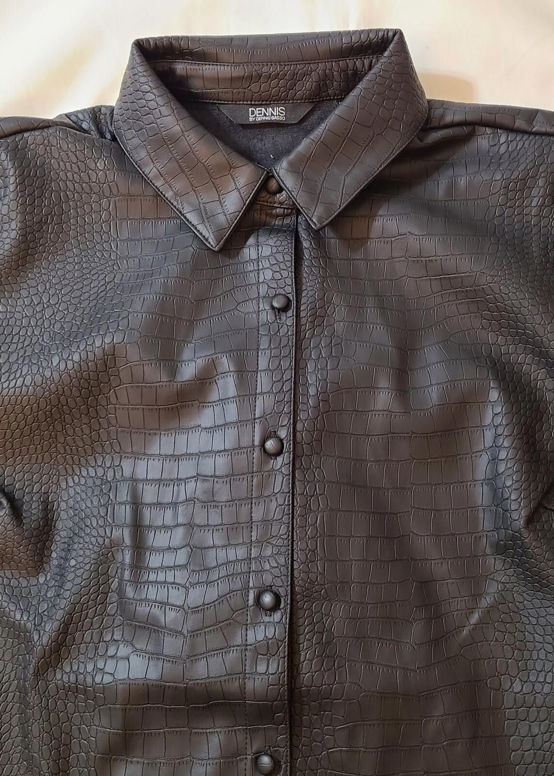 Designer Dennis Basso Faux Leather Textured Shirt Adult Size Medium Size M / US 6-8 / IT 42-44 - 2 Thumbnail